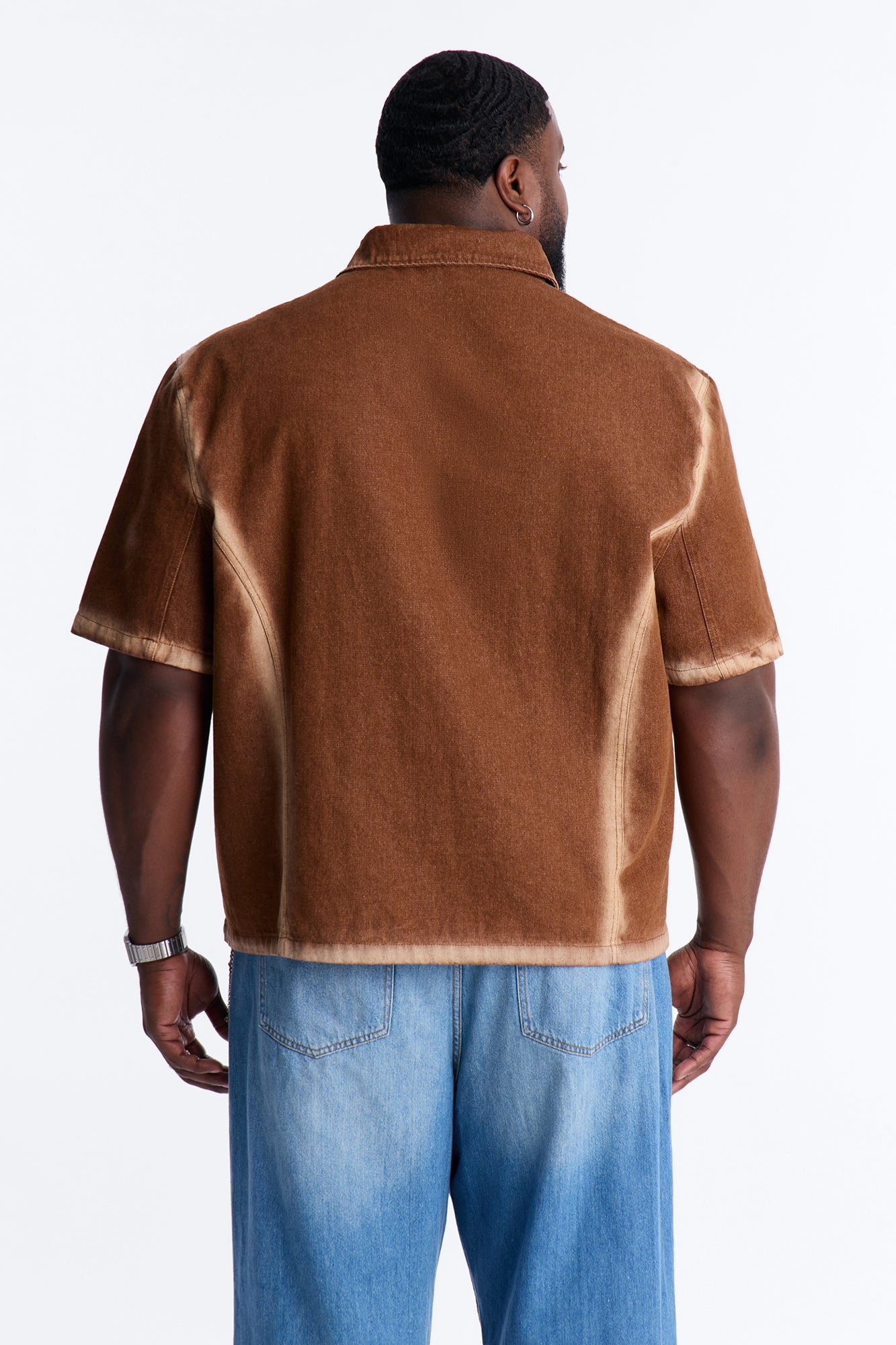 Iron Dust Denim Zip Up Shirt - Brown Fashion Nova