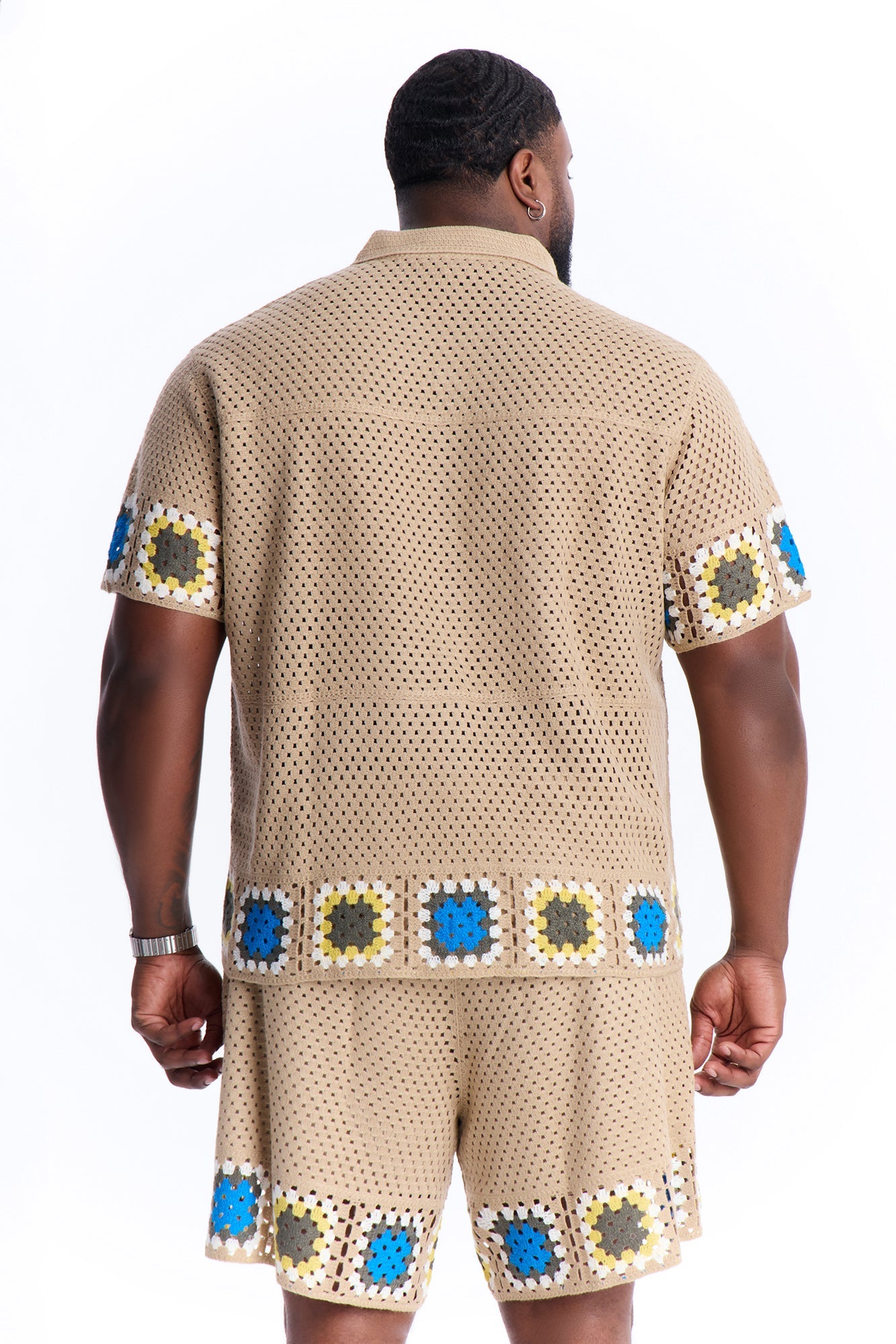 Relaxed Daisy Daze Crochet Button Up Shirt - Tan Fashion Nova