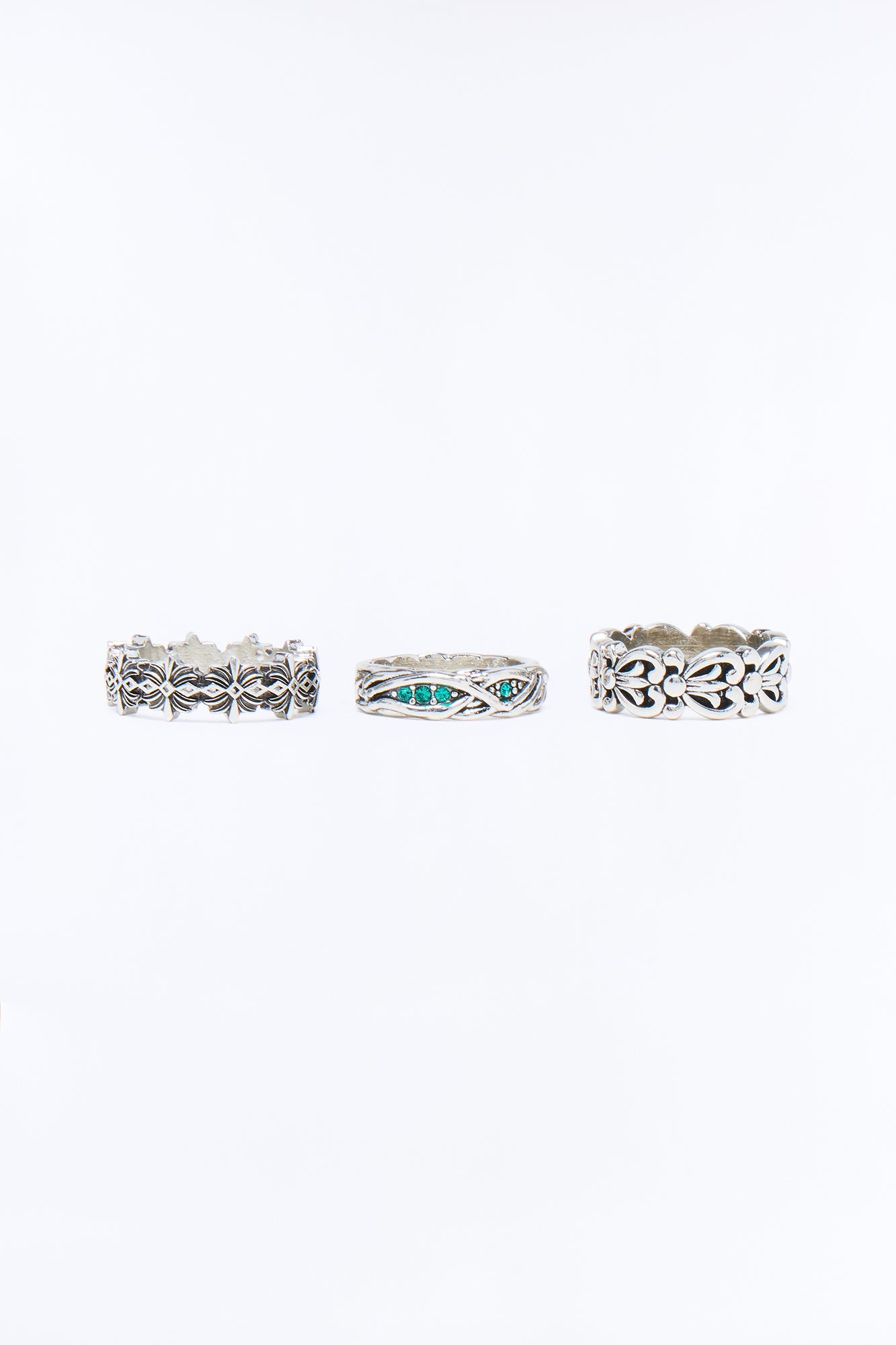 Wrapped In Envy Multi Size Ring Set - Silver Fashion Nova