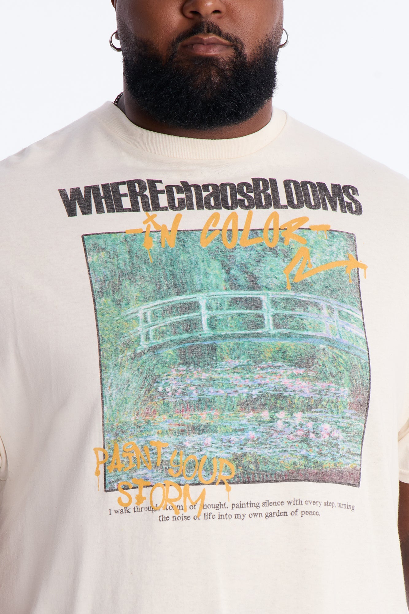 Monet Where Chaos Blooms Short Sleeve Tee - Natural Fashion Nova