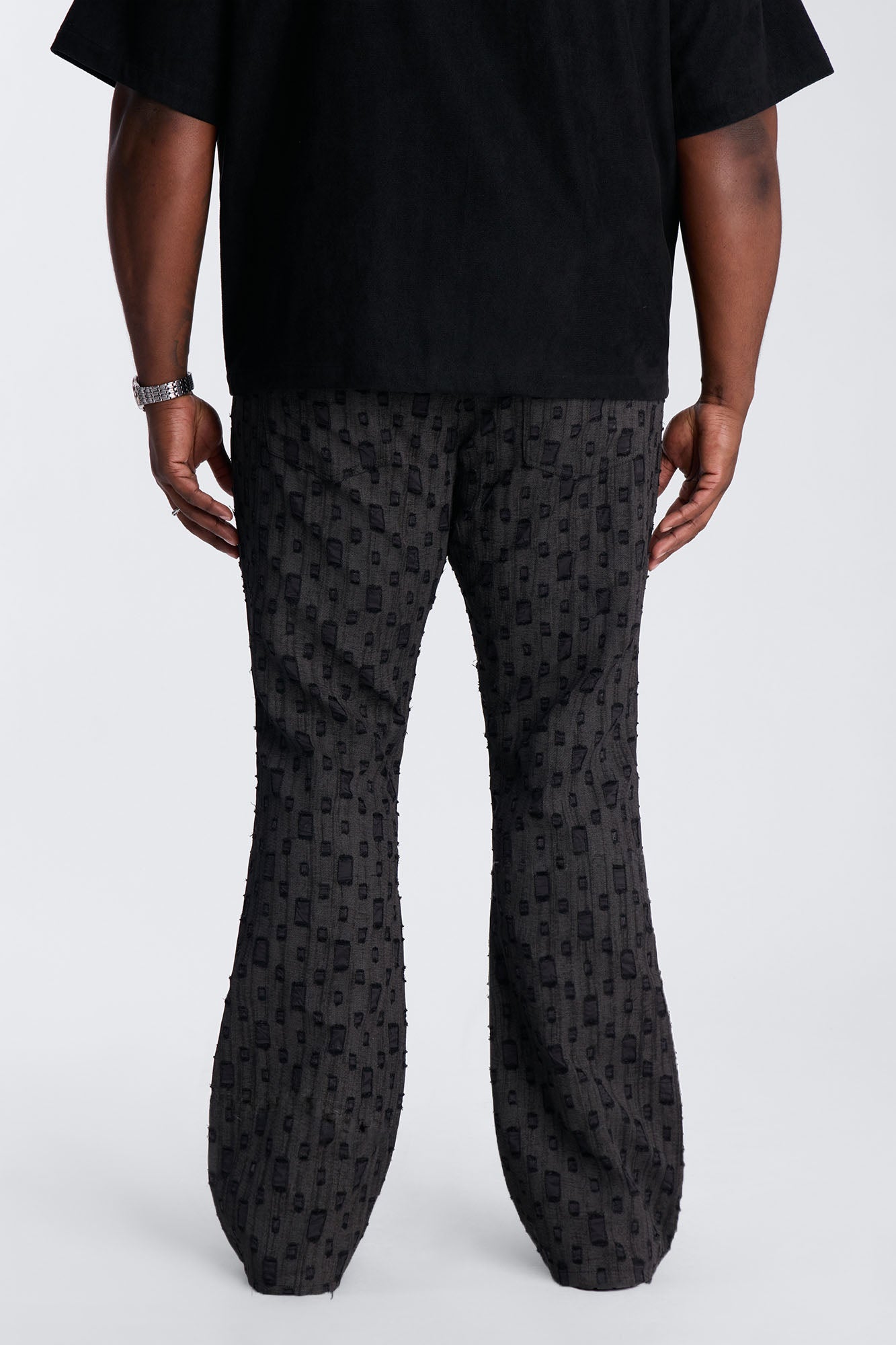 Stacked Slim Flare Distant Reality Distressed Pant - Charcoal Fashion Nova