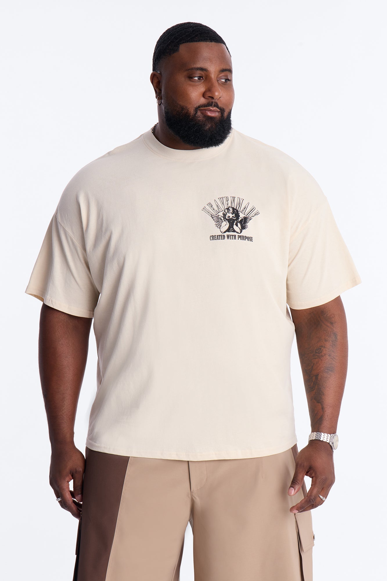 Heaven Made Heavy Weight Boxy Short Sleeve Tee - Off White Fashion Nova