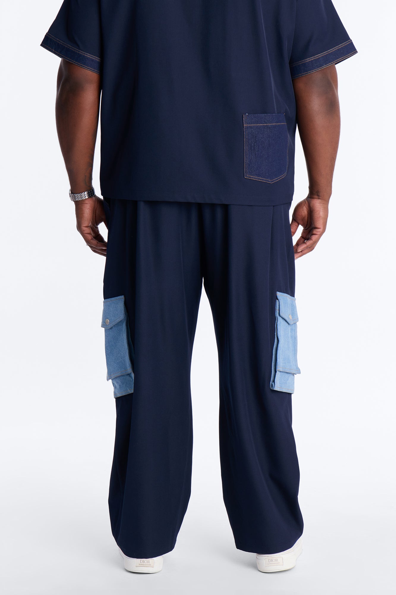Baggy Blueprint Contrast Cargo Pant - Indigo Fashion Nova