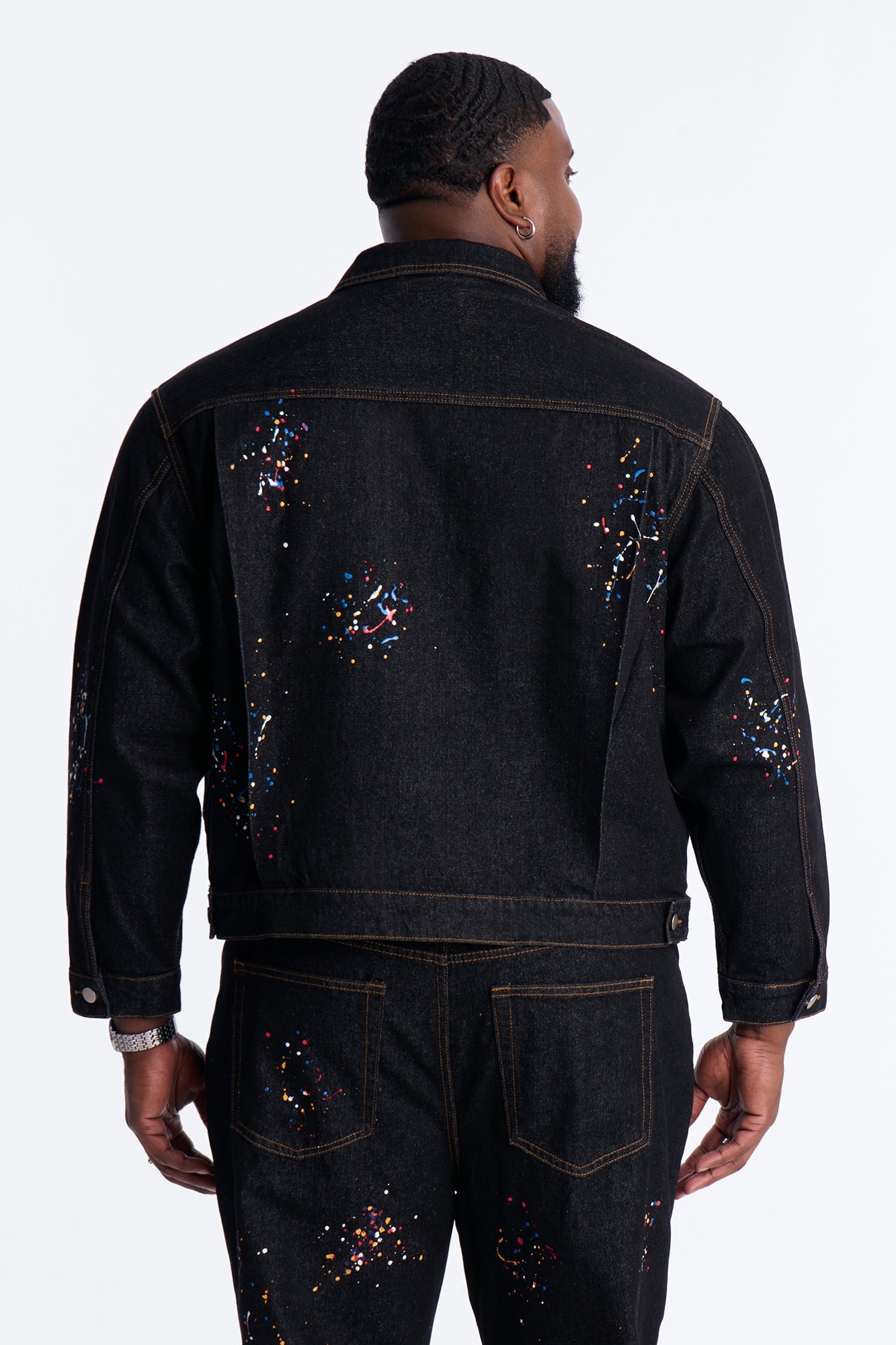Studio Paint Denim Trucker Jacket - Dark Wash Fashion Nova