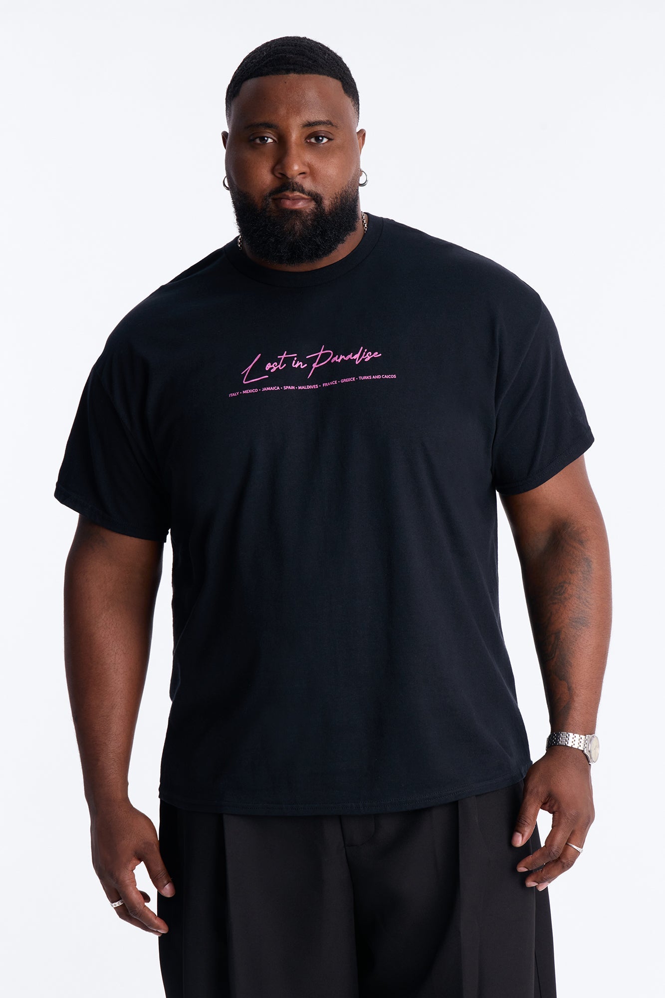 Forever Lost In Paradise Short Sleeve Tee - Black Fashion Nova