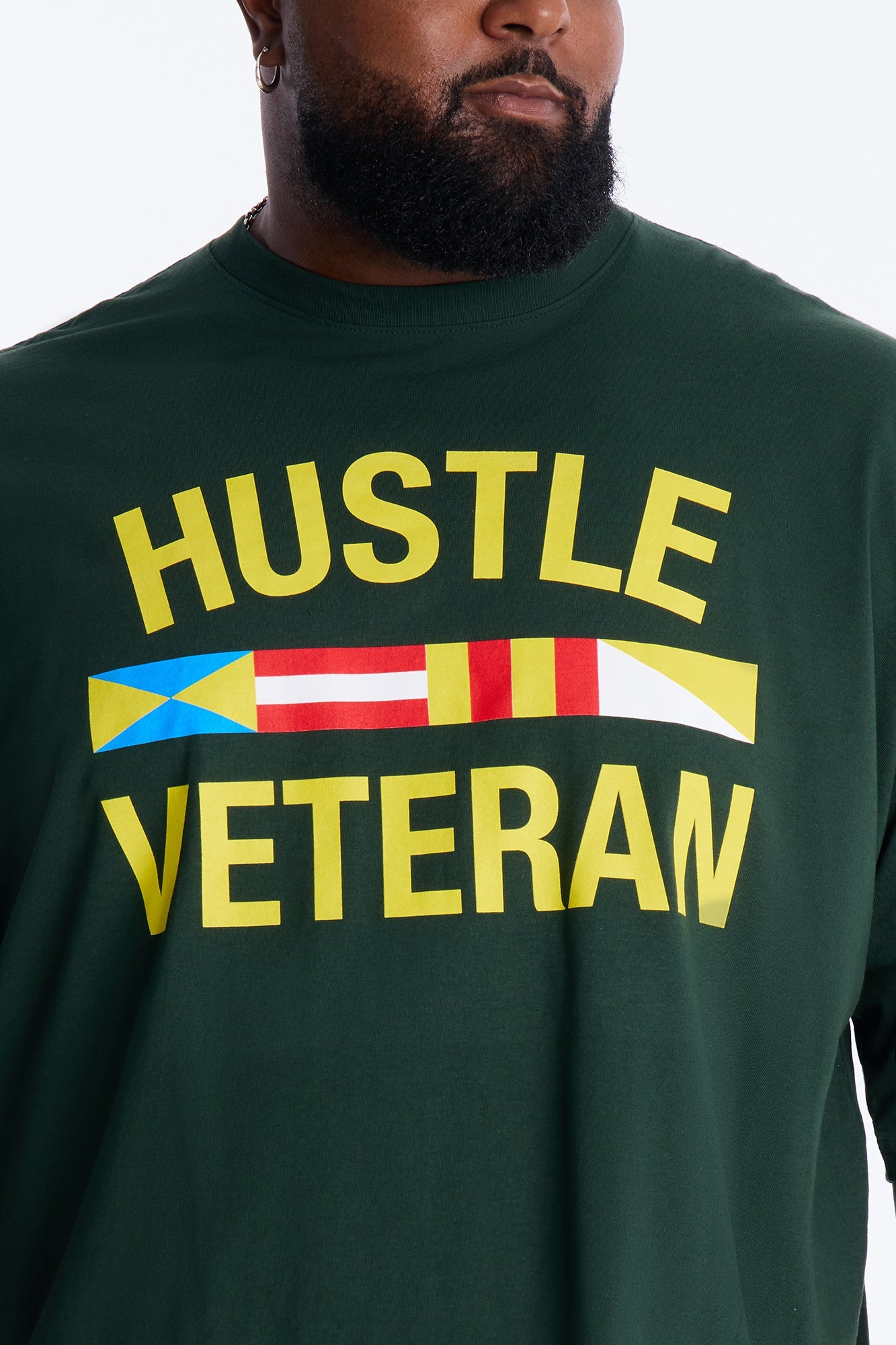 Hustle Veteran Boxy Short Sleeve Tee - Green Fashion Nova