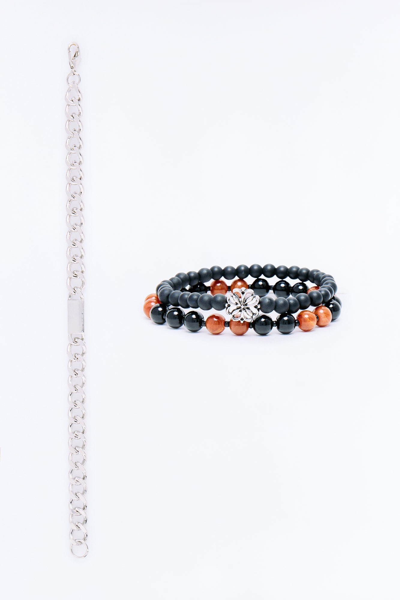 Faith In Beads Bracelet Set - Silver Fashion Nova