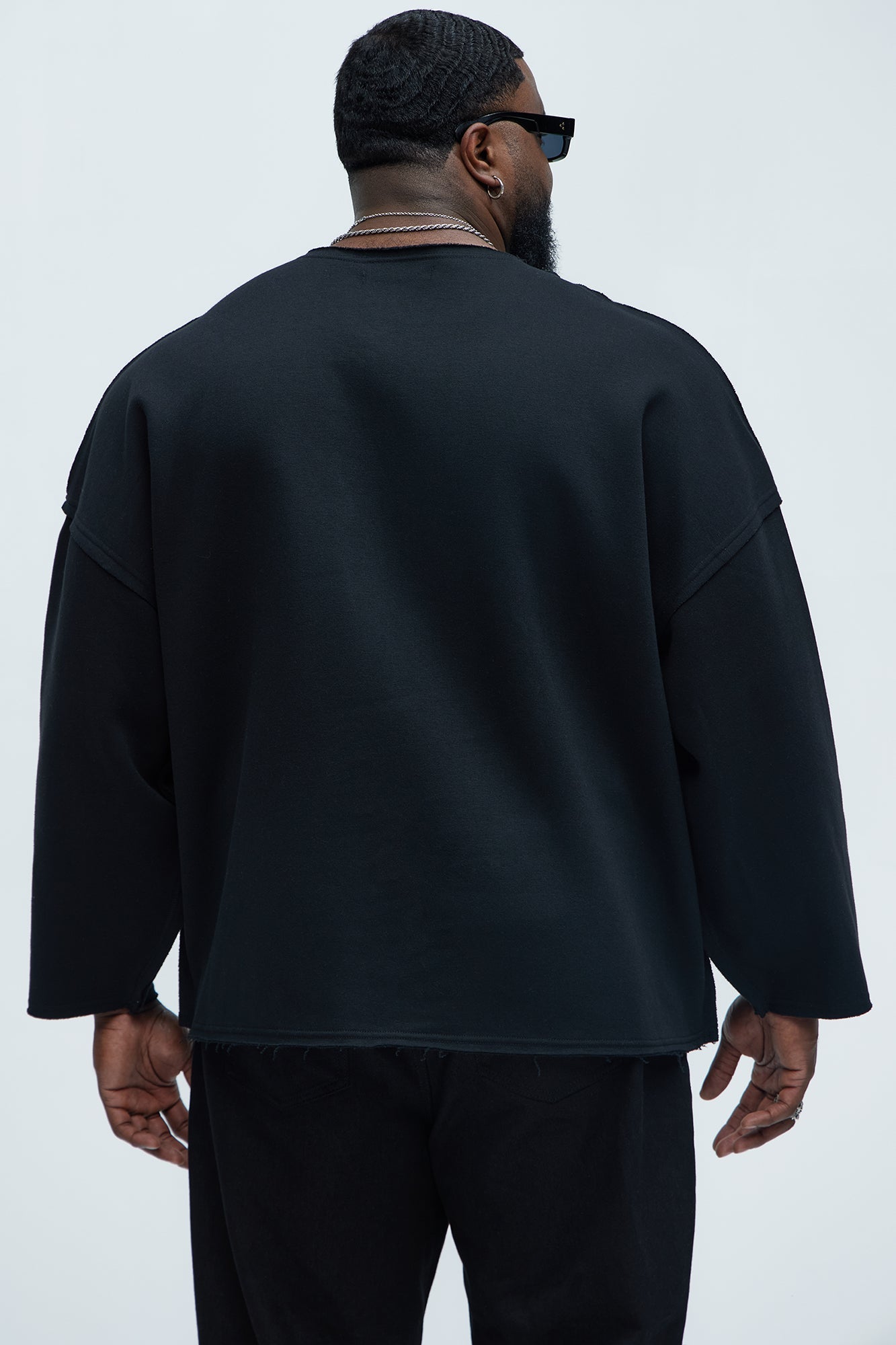Tyson Luxury Dept Frayed Oversized Sweatshirt - Black Fashion Nova