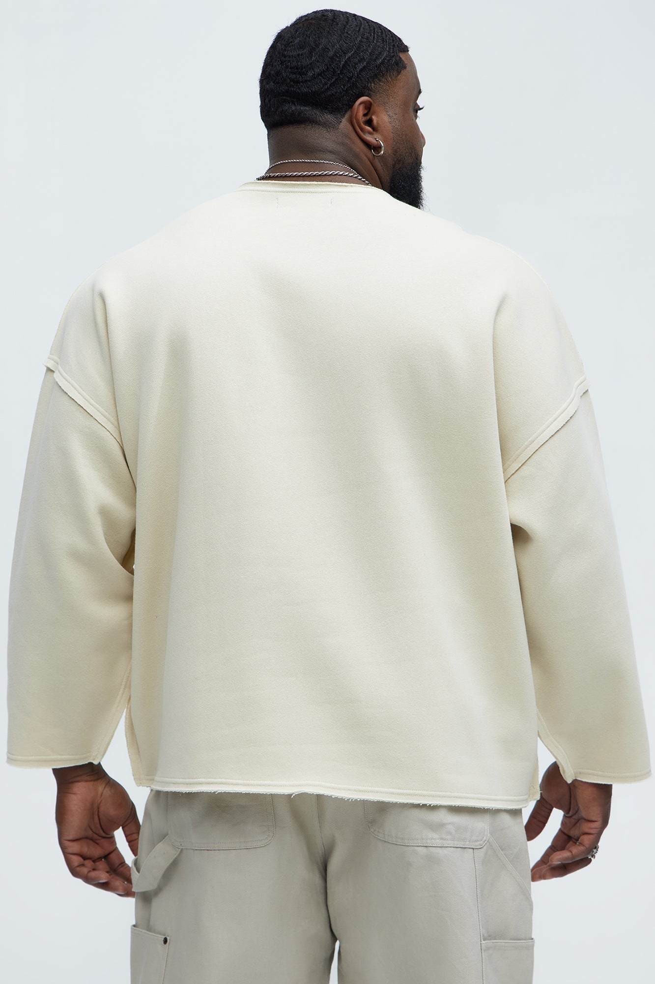 Tyson Luxury Dept Frayed Oversized Sweatshirt - Cream Fashion Nova