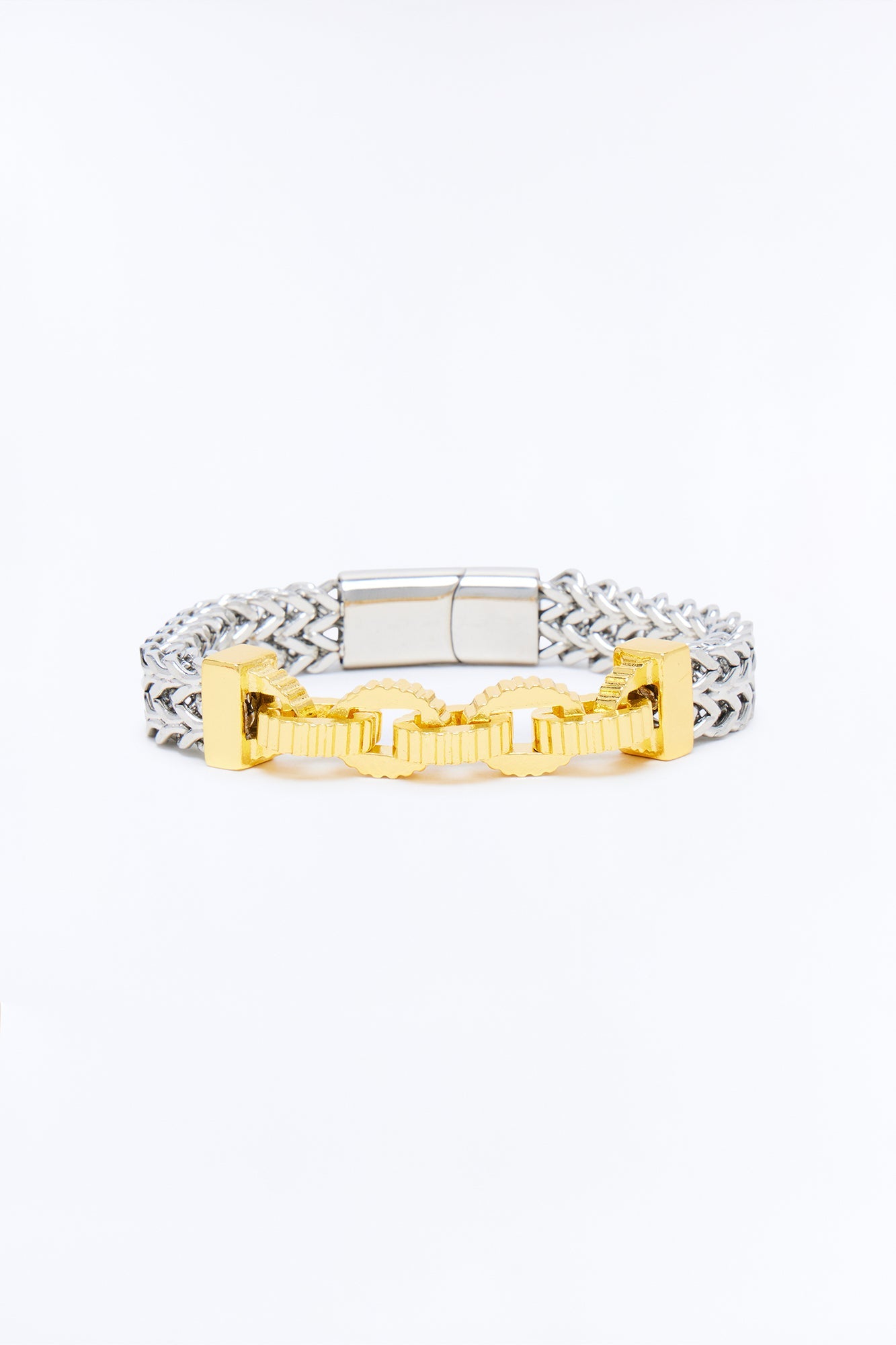 Two Tone Chain Link Bracelet - Silver/Combo Fashion Nova