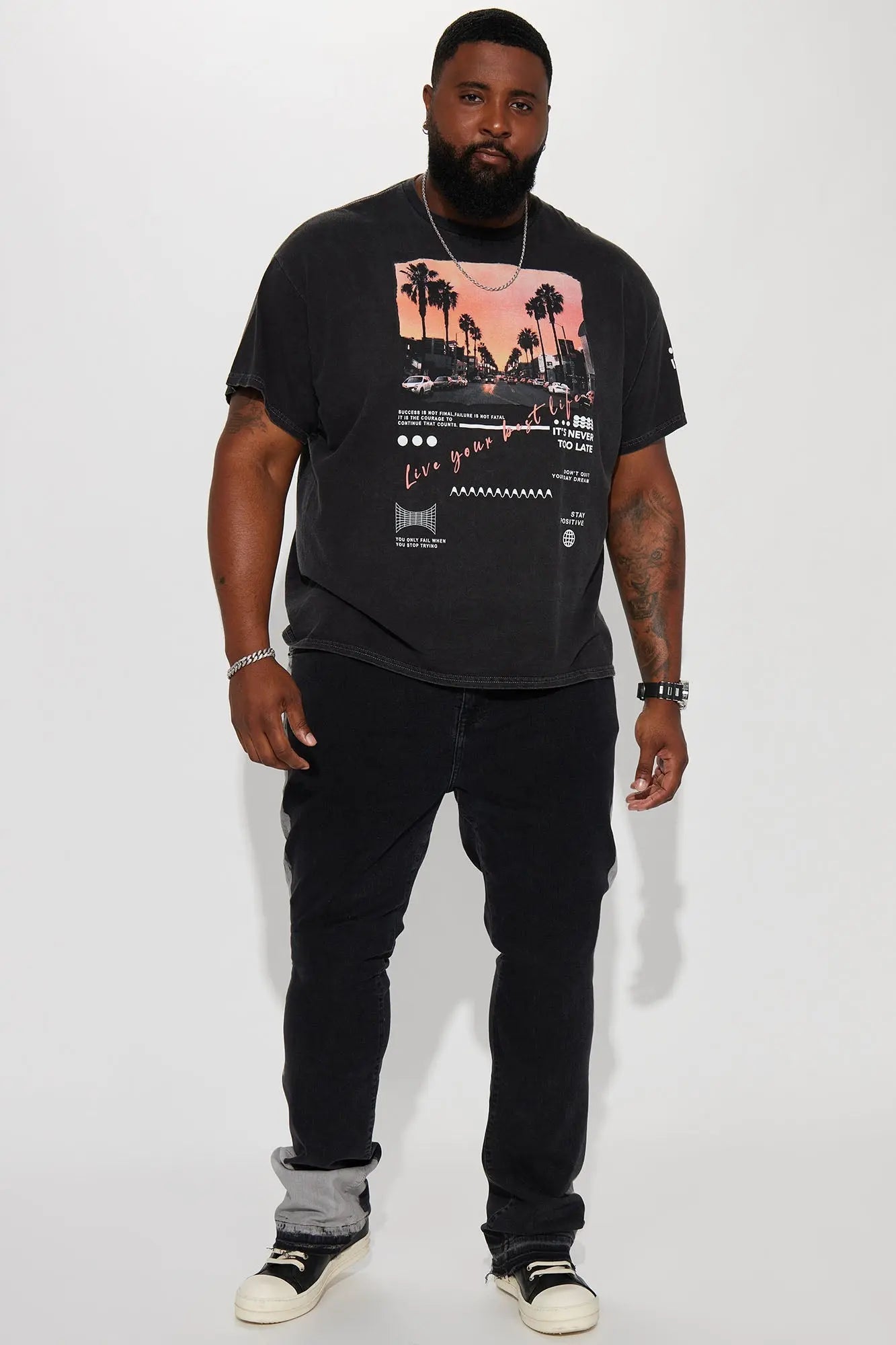Never Too Late Short Sleeve Tee - Black Fashion Nova