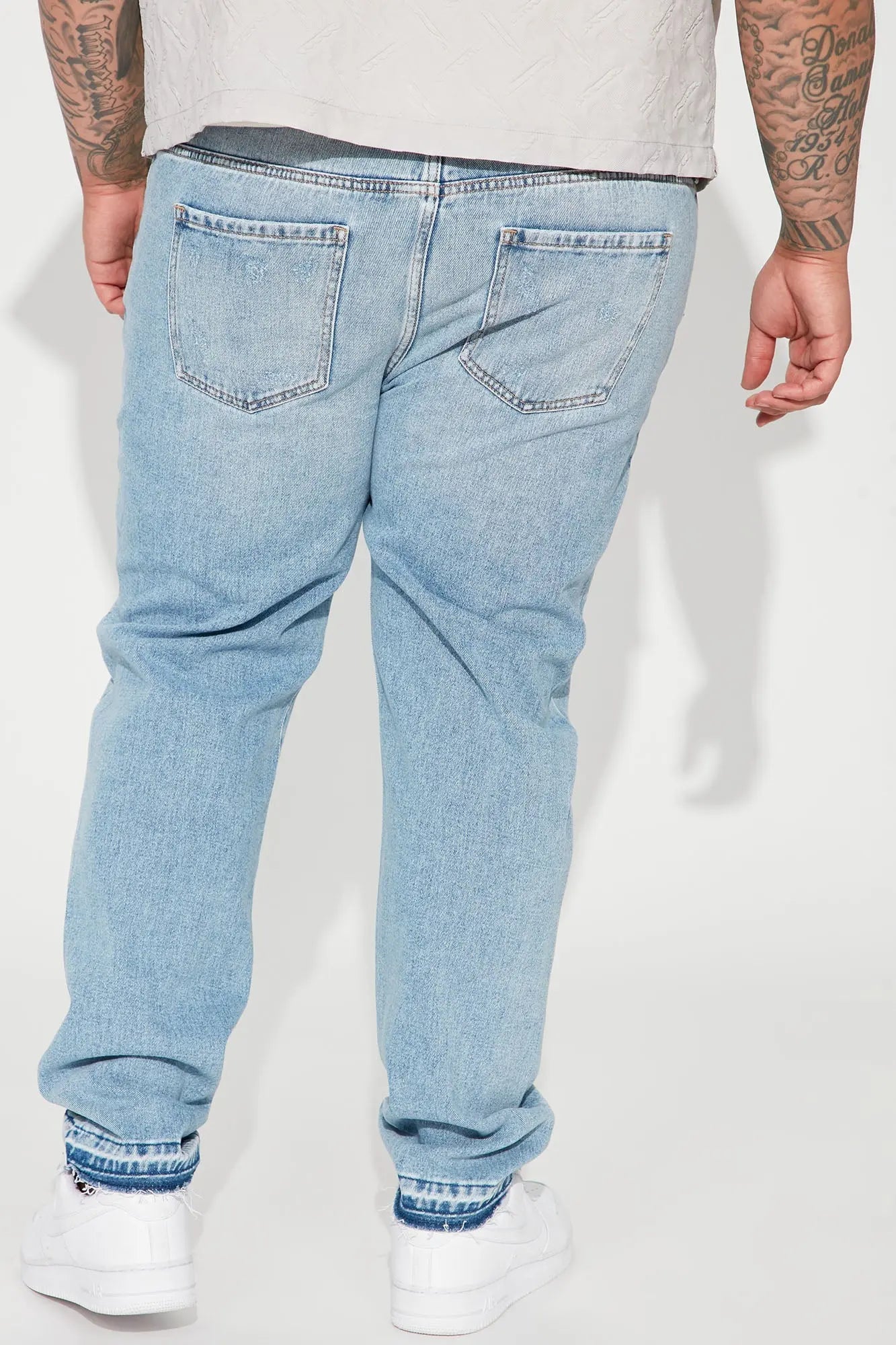 The Individual Ripped Straight Jeans - Medium Blue Wash Fashion Nova
