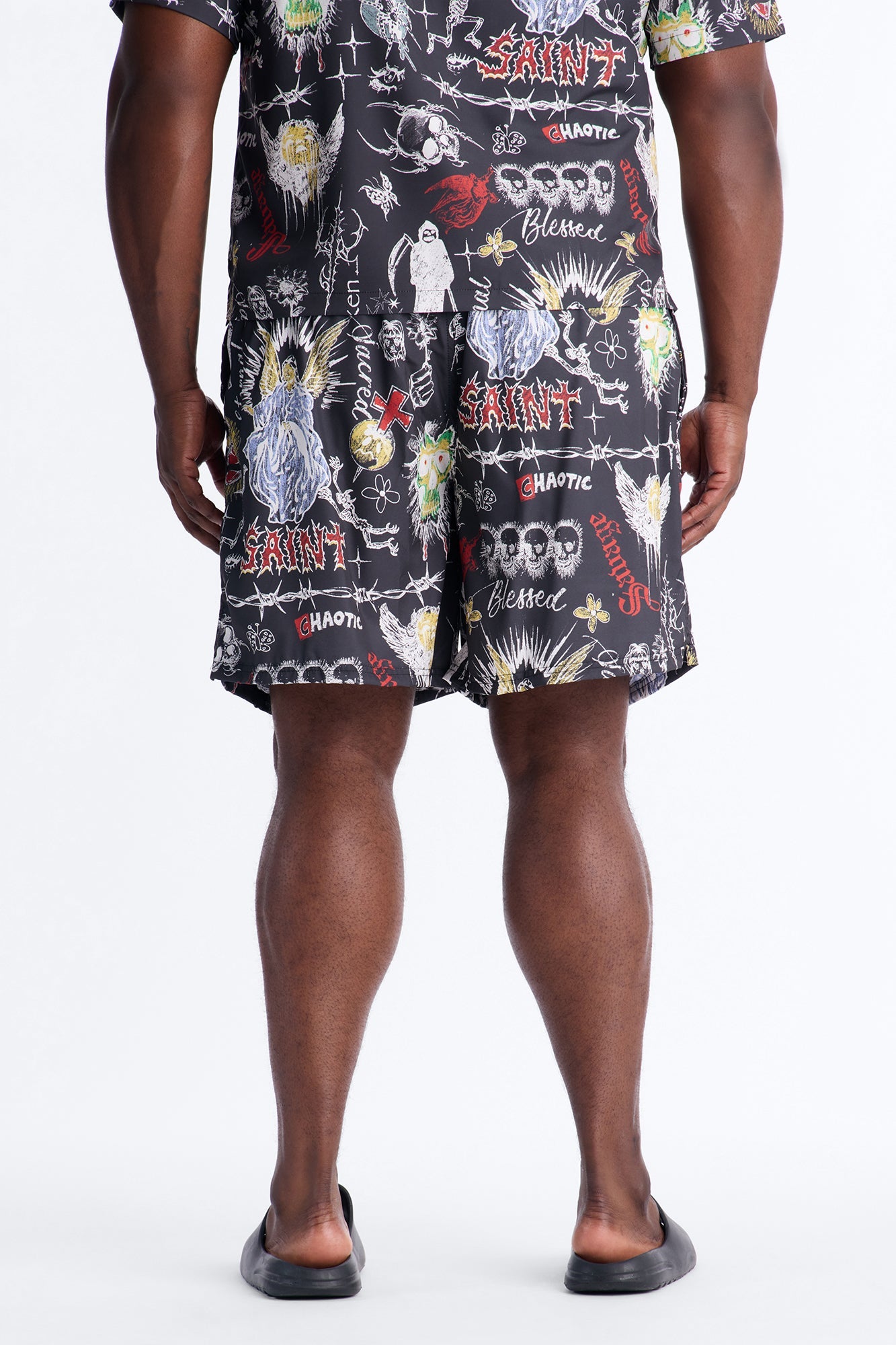 Graffiti Parlor All Over Printed Swim Trunk 7″ - Multi Color Fashion Nova