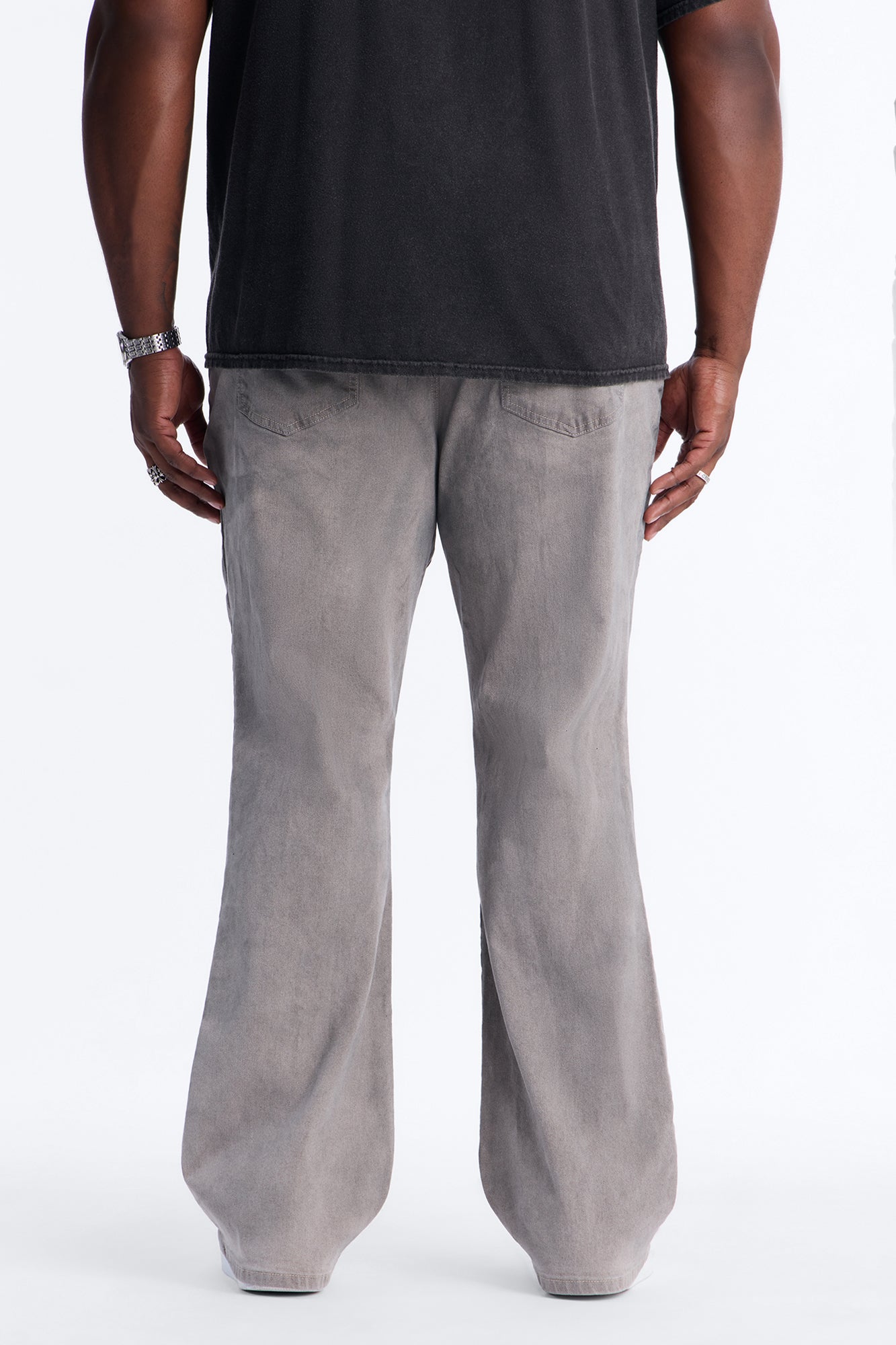 Worn In Stacked Slim Flare - Grey Fashion Nova