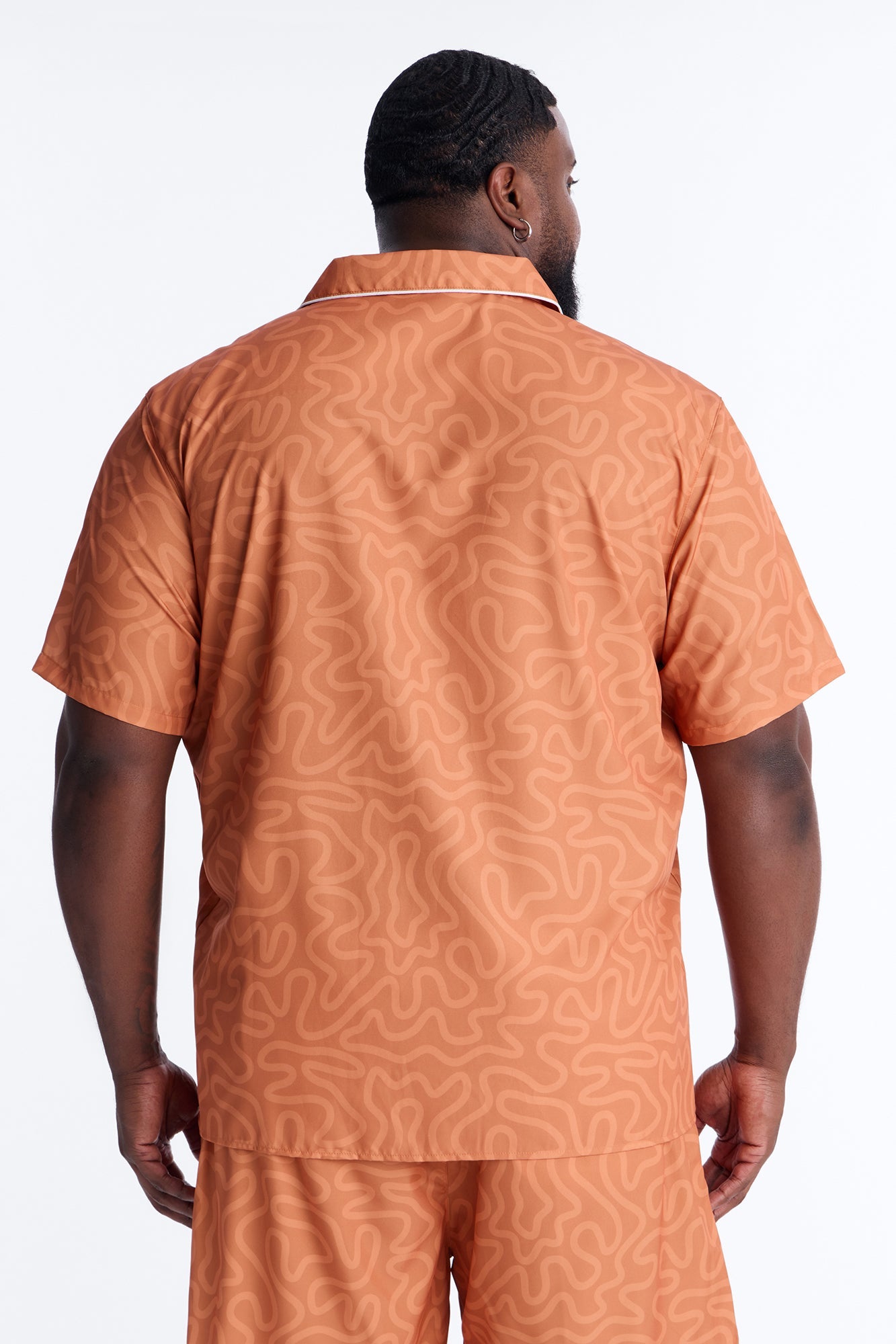 Relaxed Sienna Wave Cuban Collar Shirt - Orange Fashion Nova