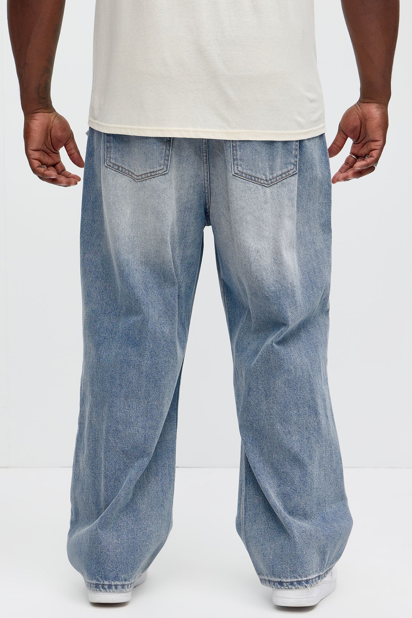 Jefferey Distressed Baggy Jeans - Medium Blue Wash Fashion Nova