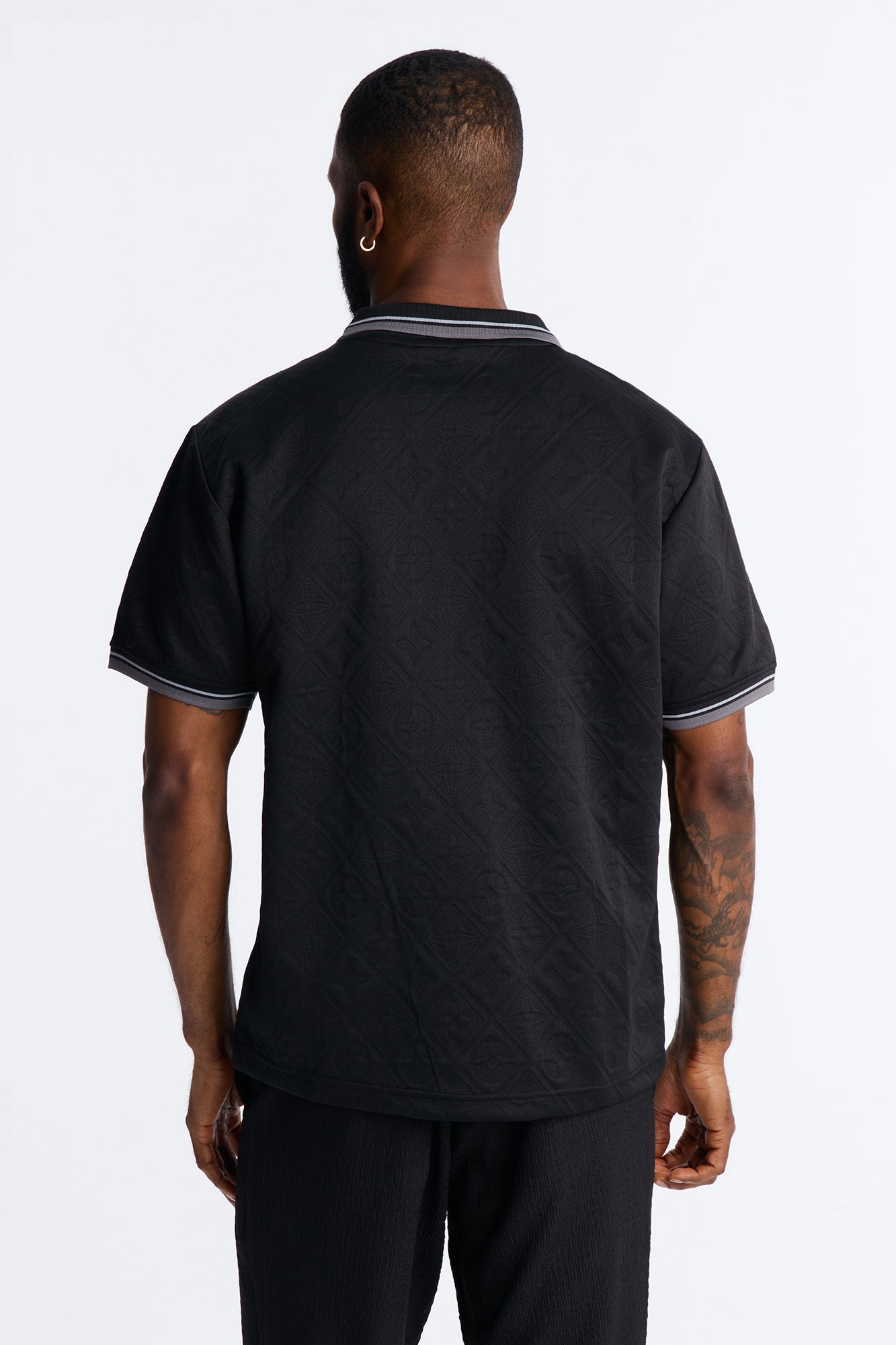 Saints Diamond Star Johnny Collar Polo - Black Fashion Nova