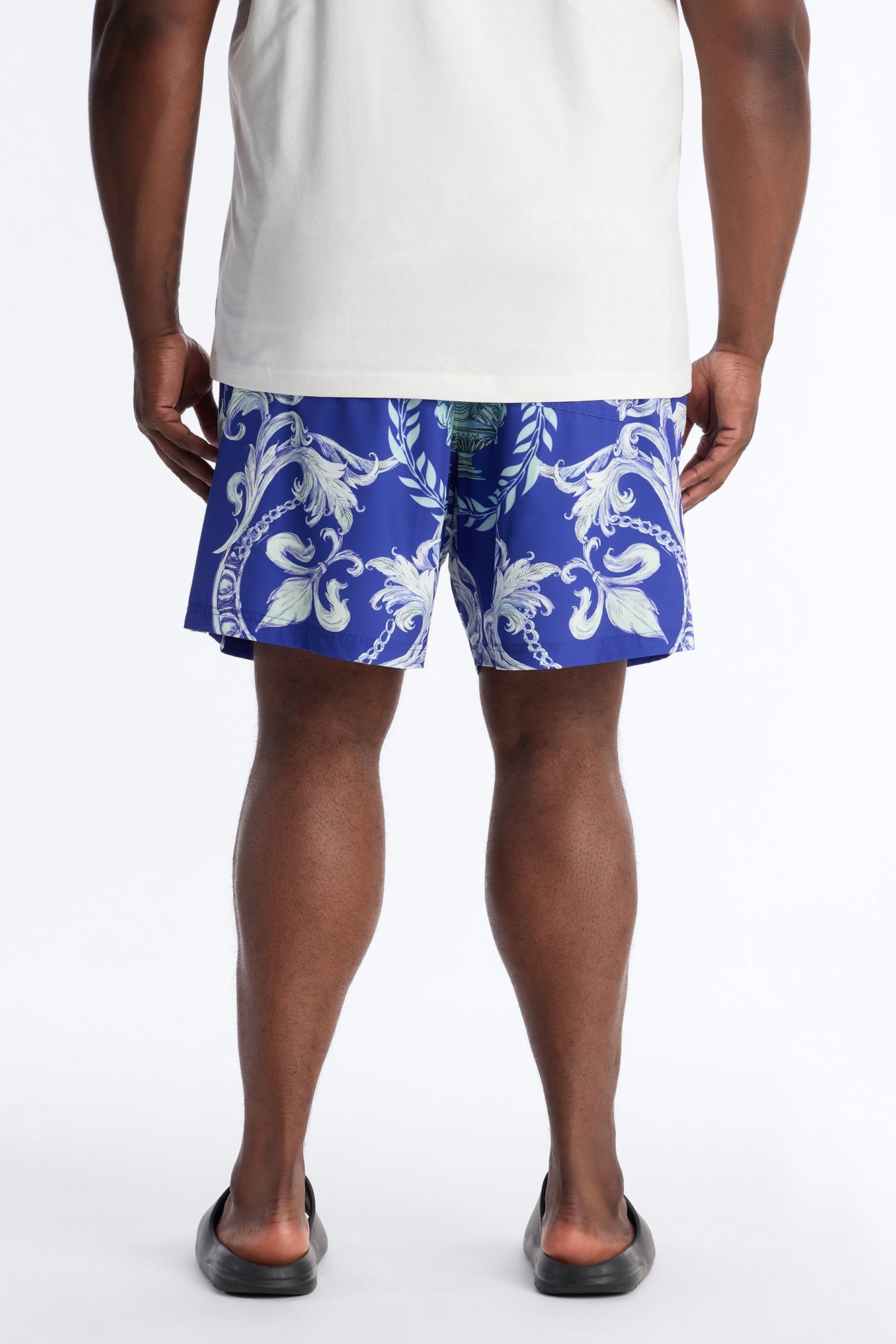 Interlinked Chain Baroque Swim Trunk 7″ - Blue Fashion Nova