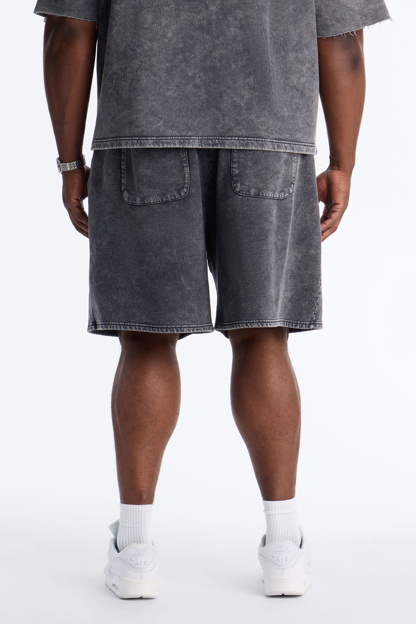 On The Go Washed Sweatshort - Charcoal Fashion Nova