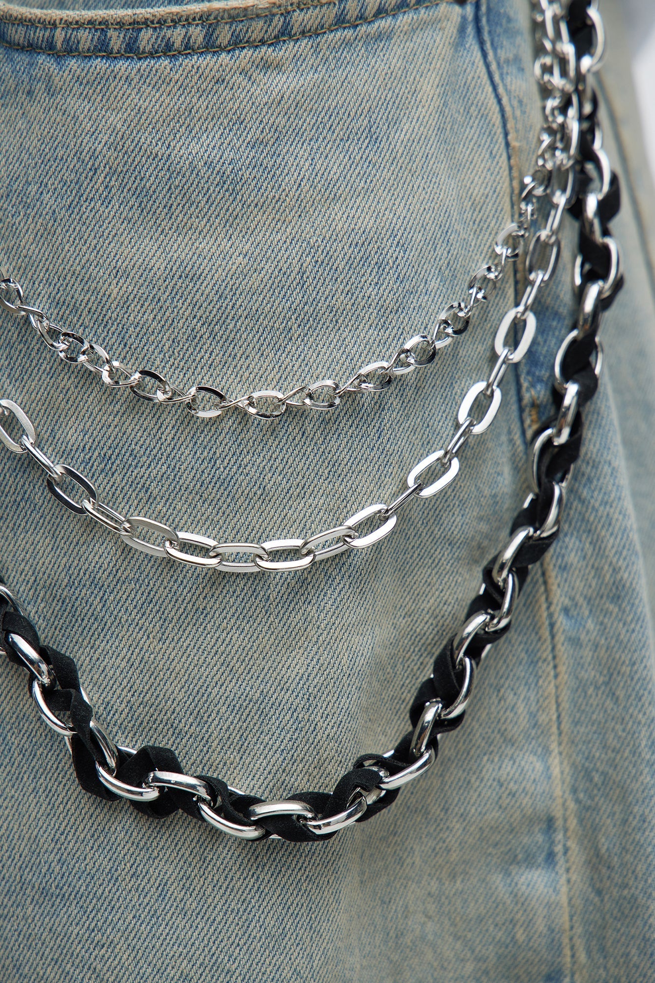 Think Later Layered Pant Chain - Silver/Black Fashion Nova