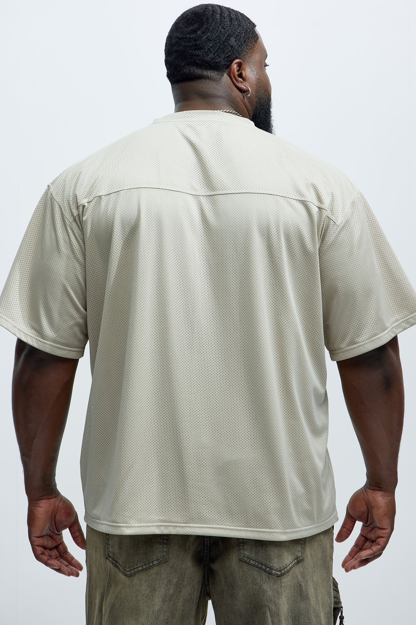 Mesh Boxy Football Short Sleeve Tee - Sand Fashion Nova