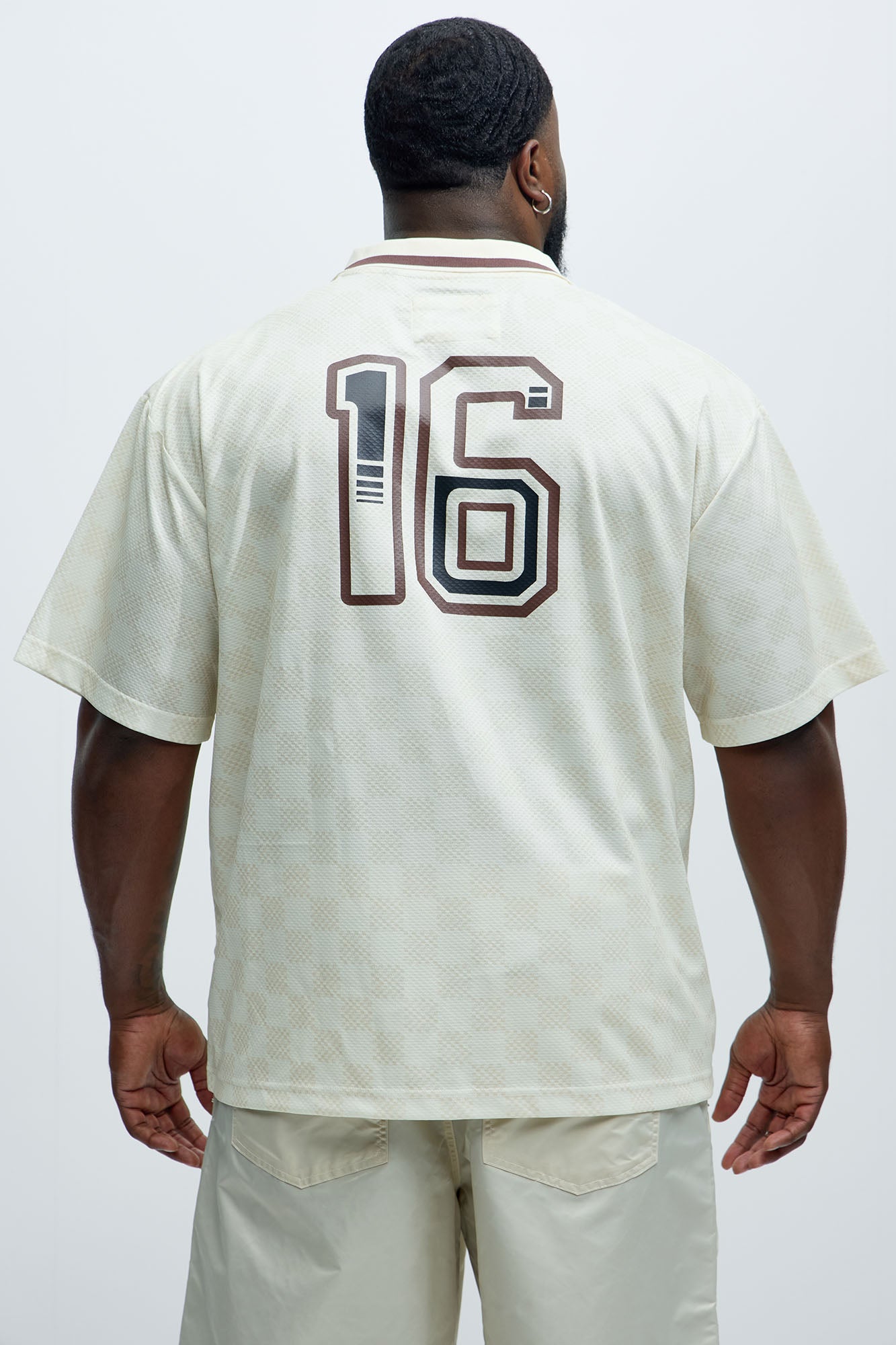 Saints Checkered Johnny Collar Soccer Jersey - Natural/Combo Fashion Nova