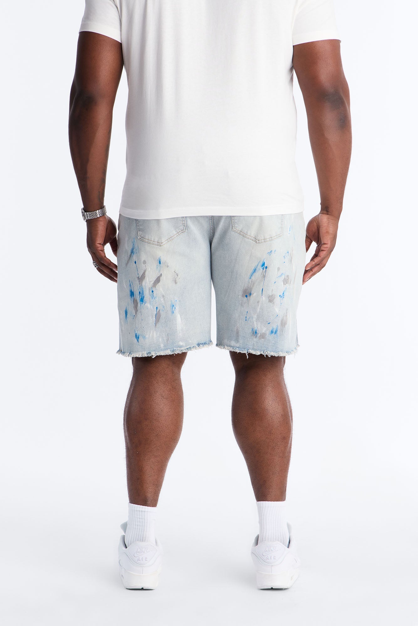 Slim Distressed Painter Denim Short - Light Wash Fashion Nova