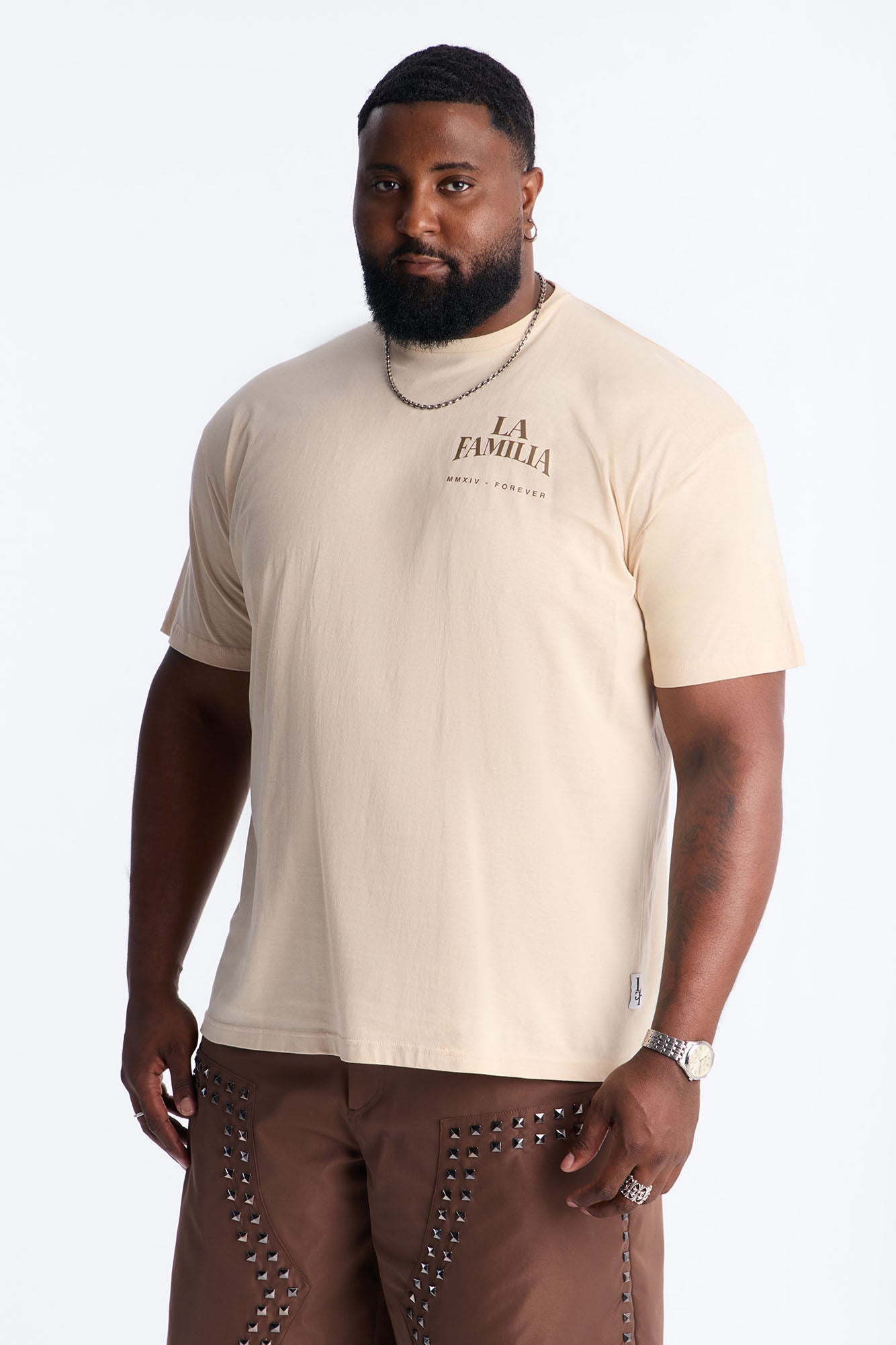 La Familia Virgin Mary Short Sleeve Tee - Cream Fashion Nova