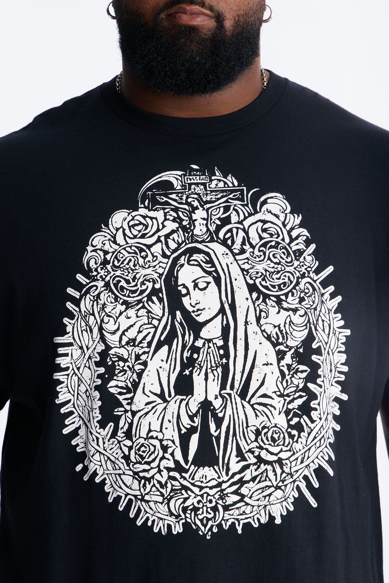 La Familia Mother Mary Short Sleeve Tee - Black Fashion Nova