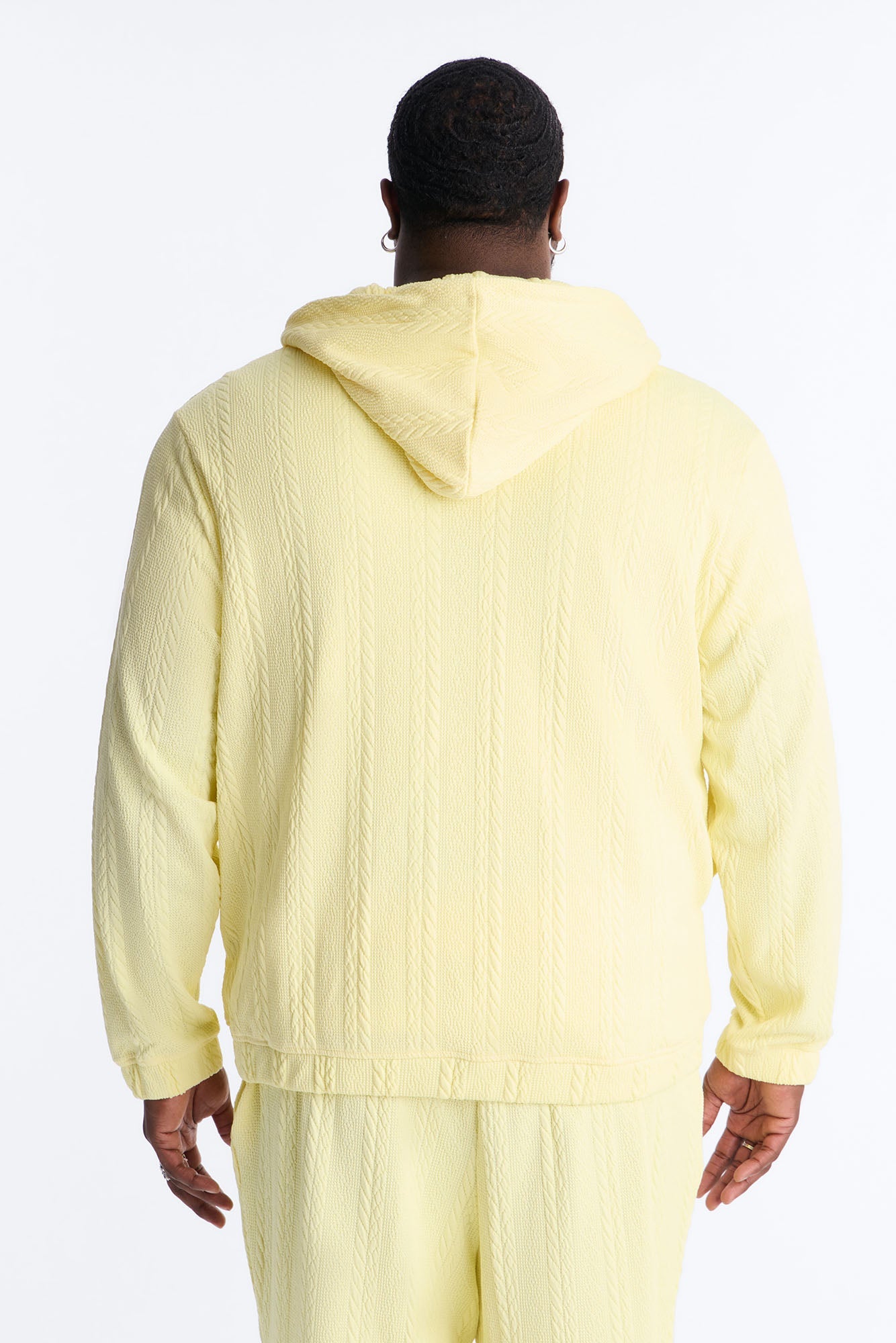 Textured Cozy Braided Hooded Jacket - Butter Yellow Fashion Nova