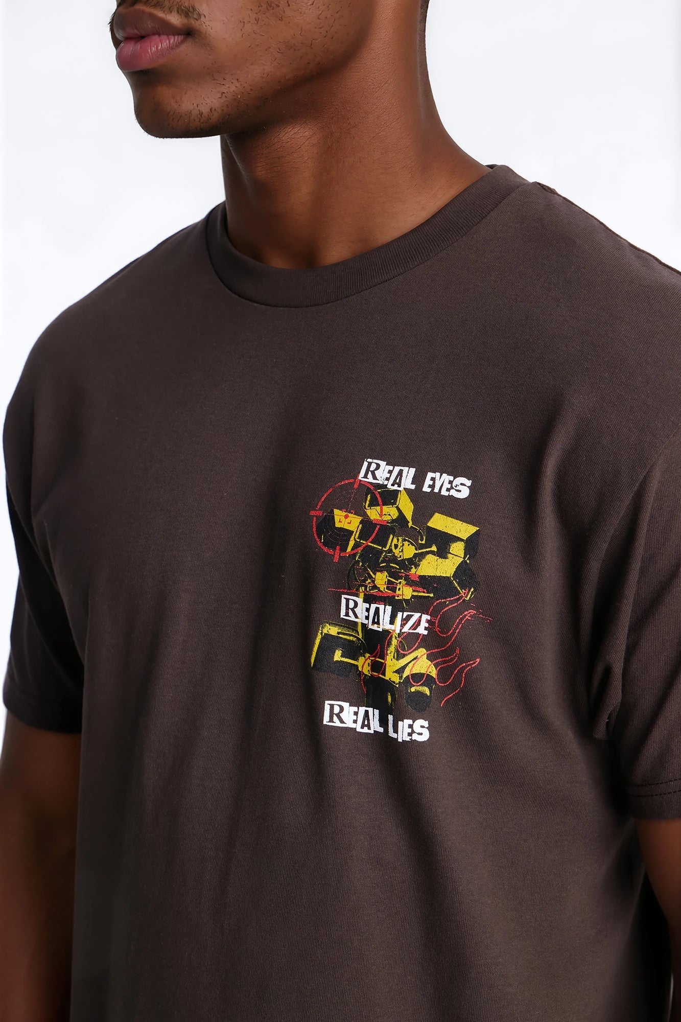 Realize Real Lies Oversized Short Sleeve Tee - Chocolate Fashion Nova