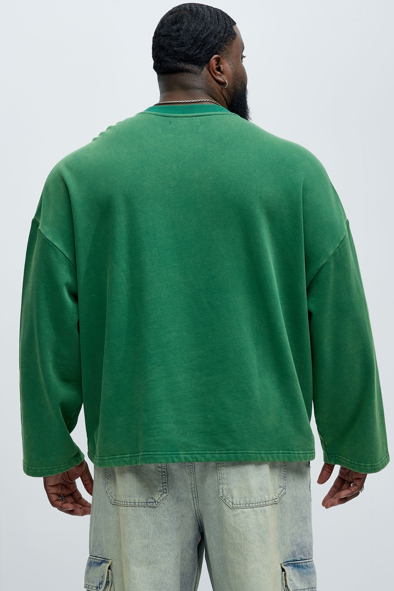 Kyle Long Sleeve Oversized Tee - Green Fashion Nova