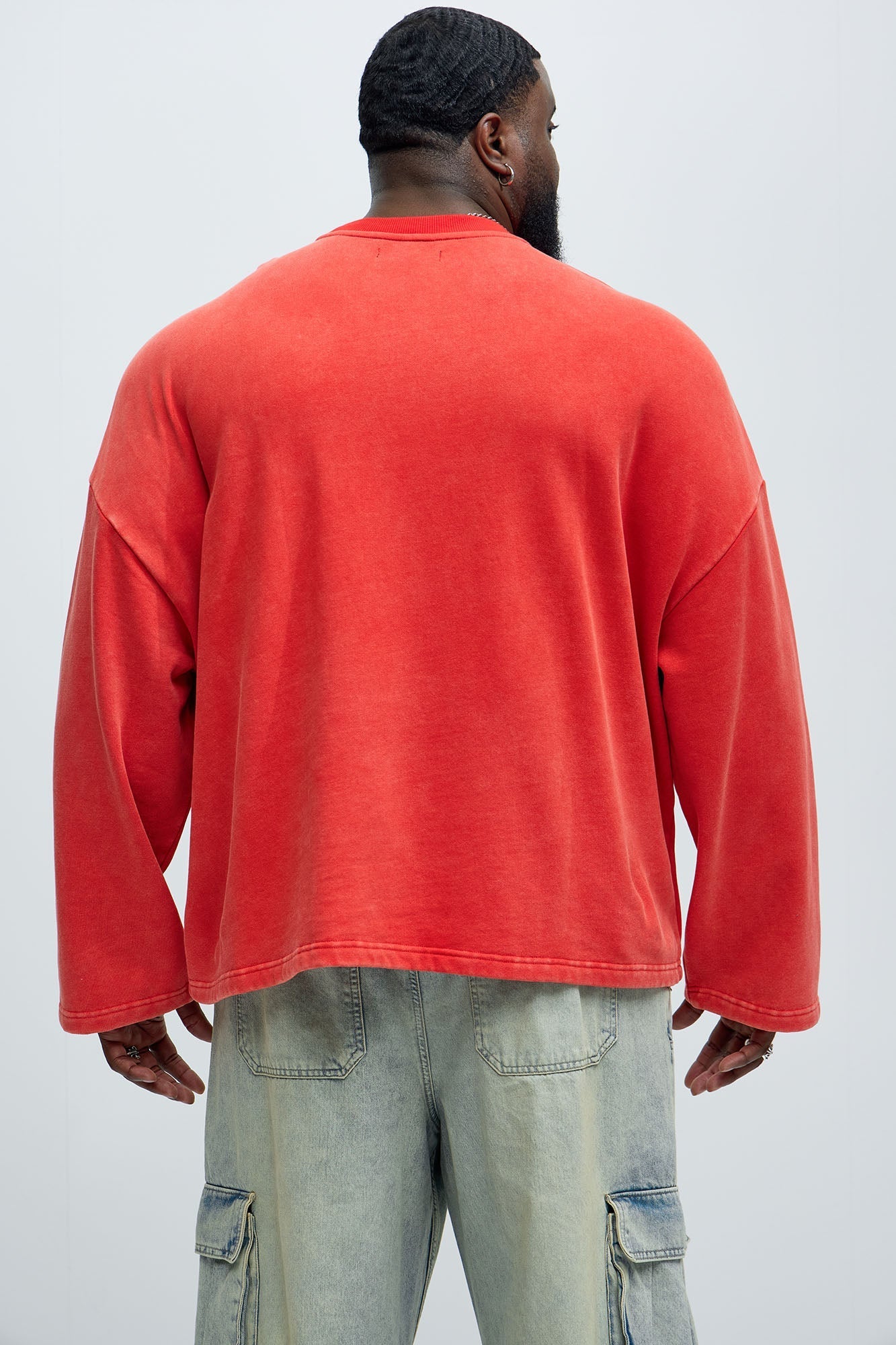 Kyle Long Sleeve Oversized Tee - Red Fashion Nova