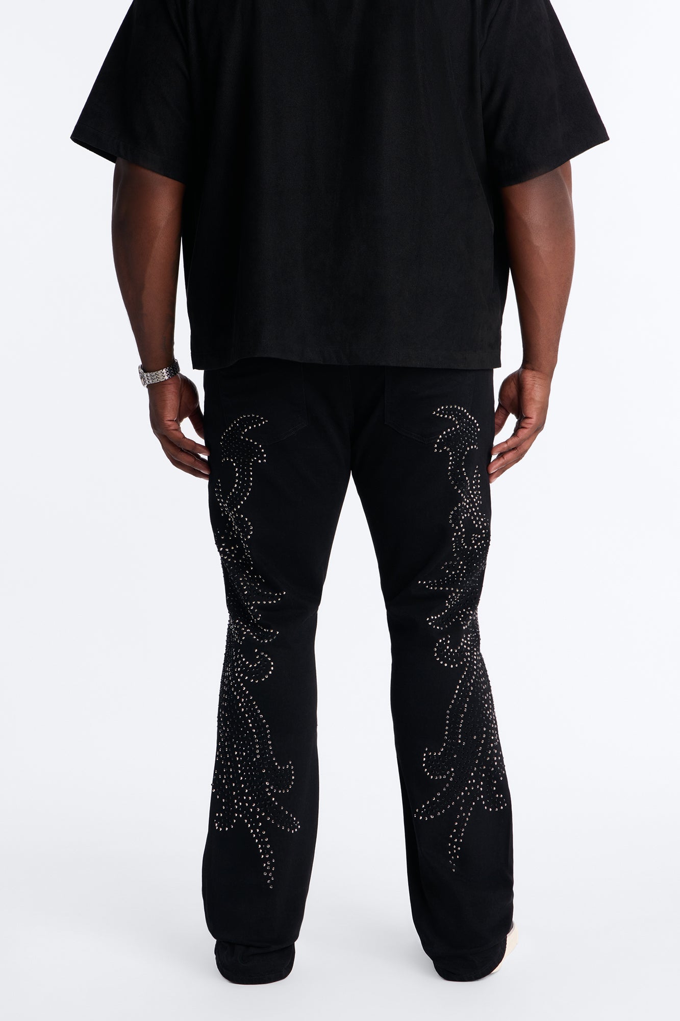 Stacked Skinny Flare Electric Storm Jean - Black Fashion Nova