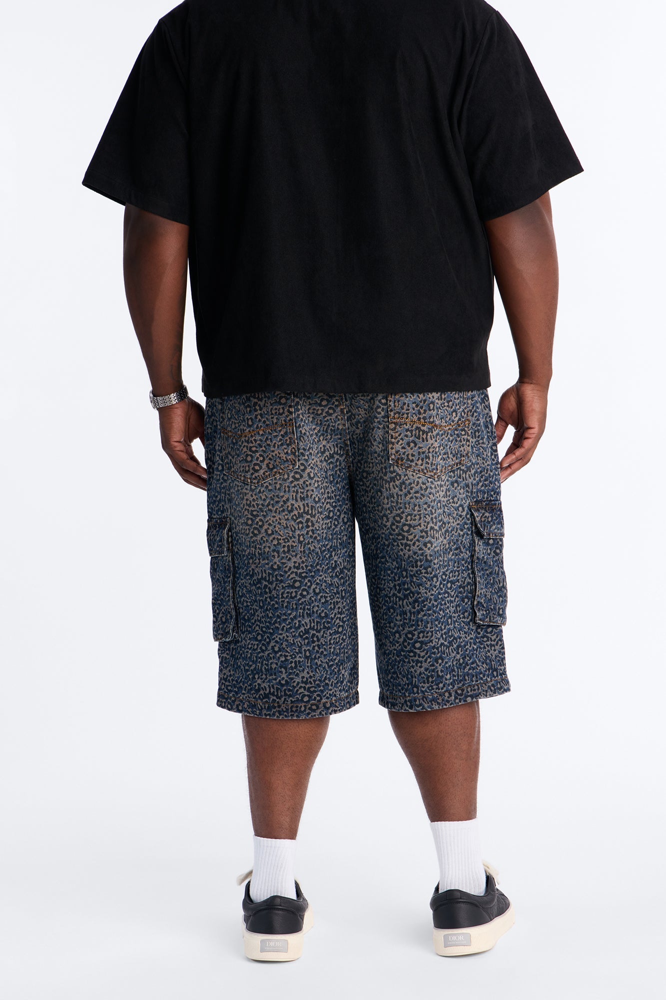 Snow Leopard Dusk Baggy Cargo Denim Short - Dark Wash Fashion Nova