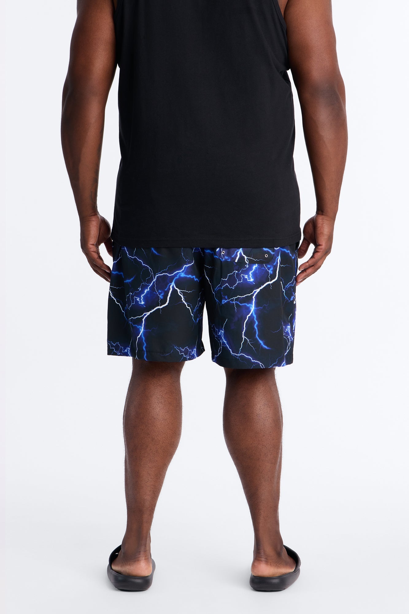 Faith Over Fear Swim Trunk 7″ - Black/Blue Fashion Nova