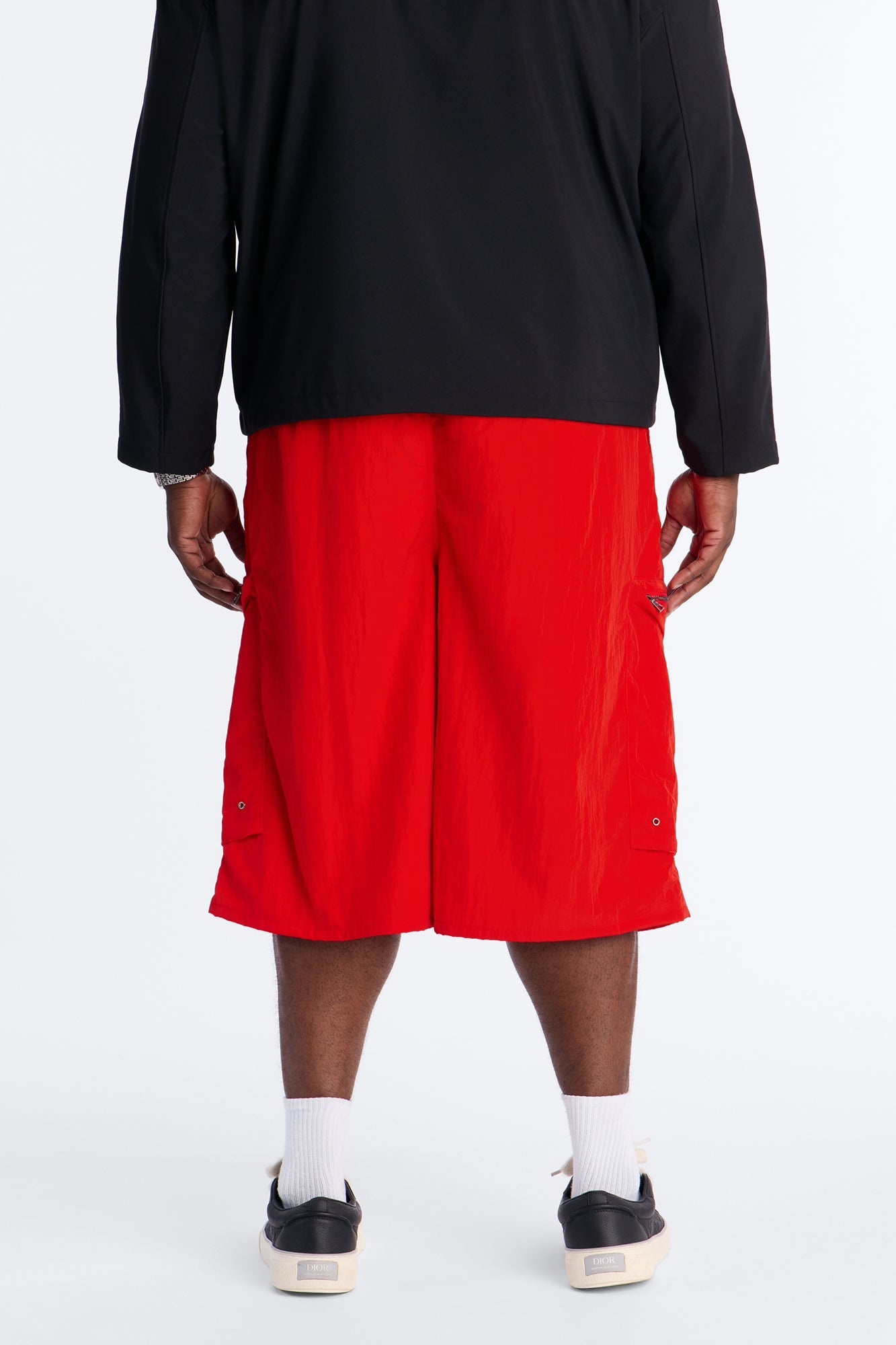 Baggy Oversized Pockets Tech Short - Red Fashion Nova