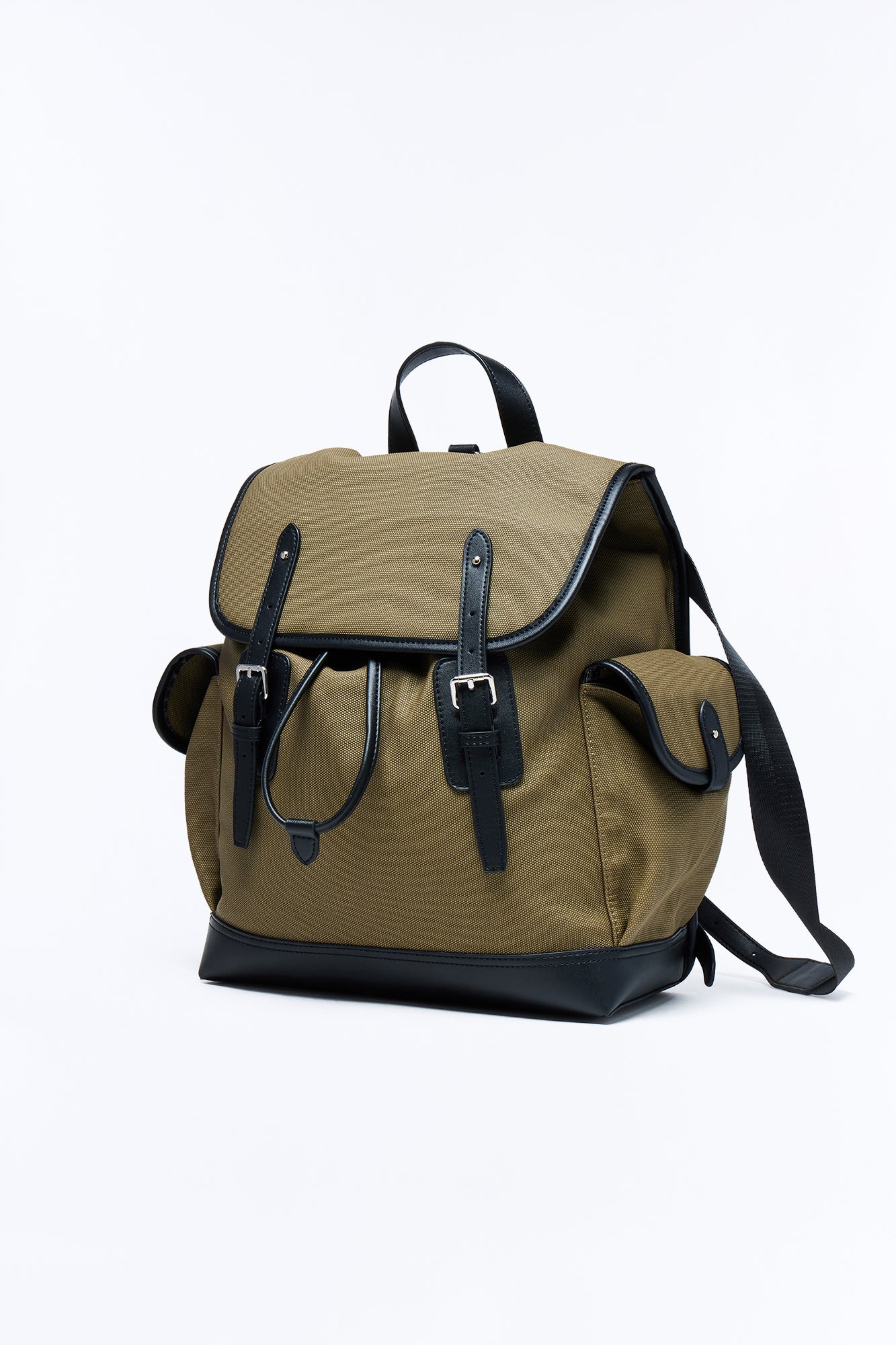 Canvas Dual Buckle Drawstring Backpack - Olive Fashion Nova