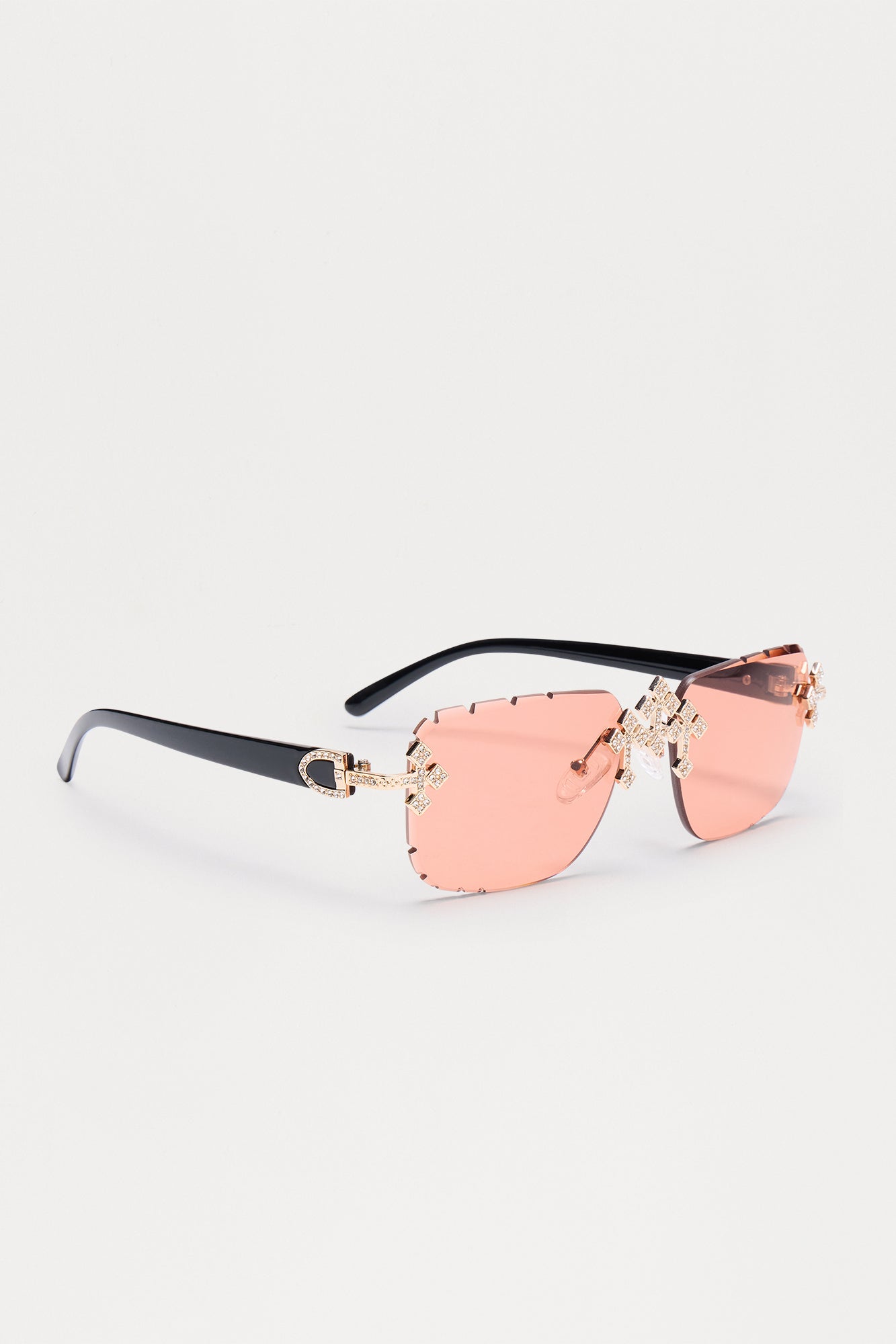 Iced Triple Cross Sunglasses - Rose/Combo Fashion Nova