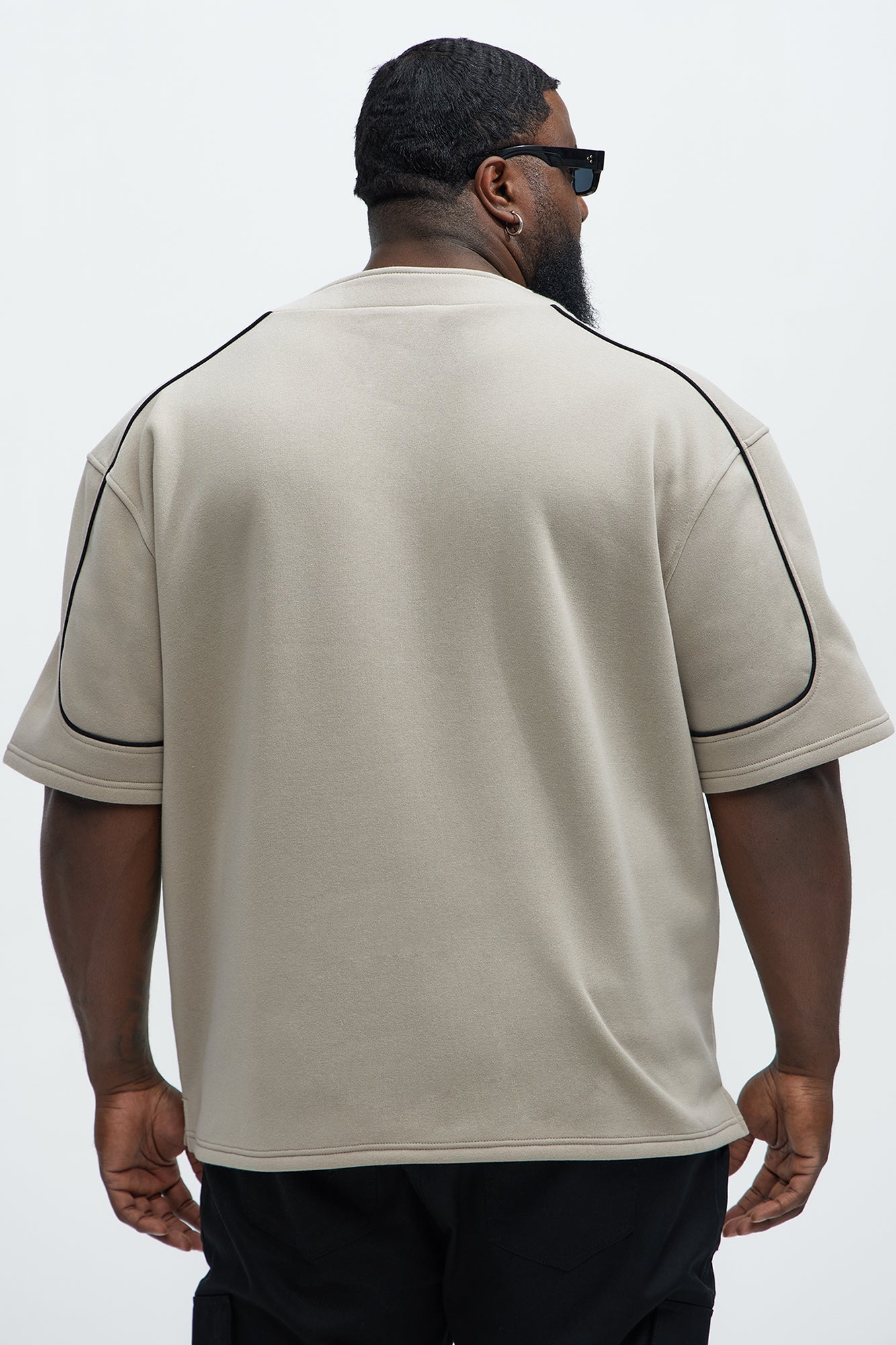 Classic New York Short Sleeve Henley - Stone Fashion Nova