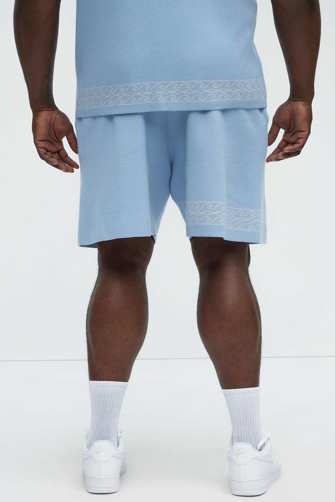 Palm Springs Knitted Relaxed Shorts - Blue/combo Fashion Nova