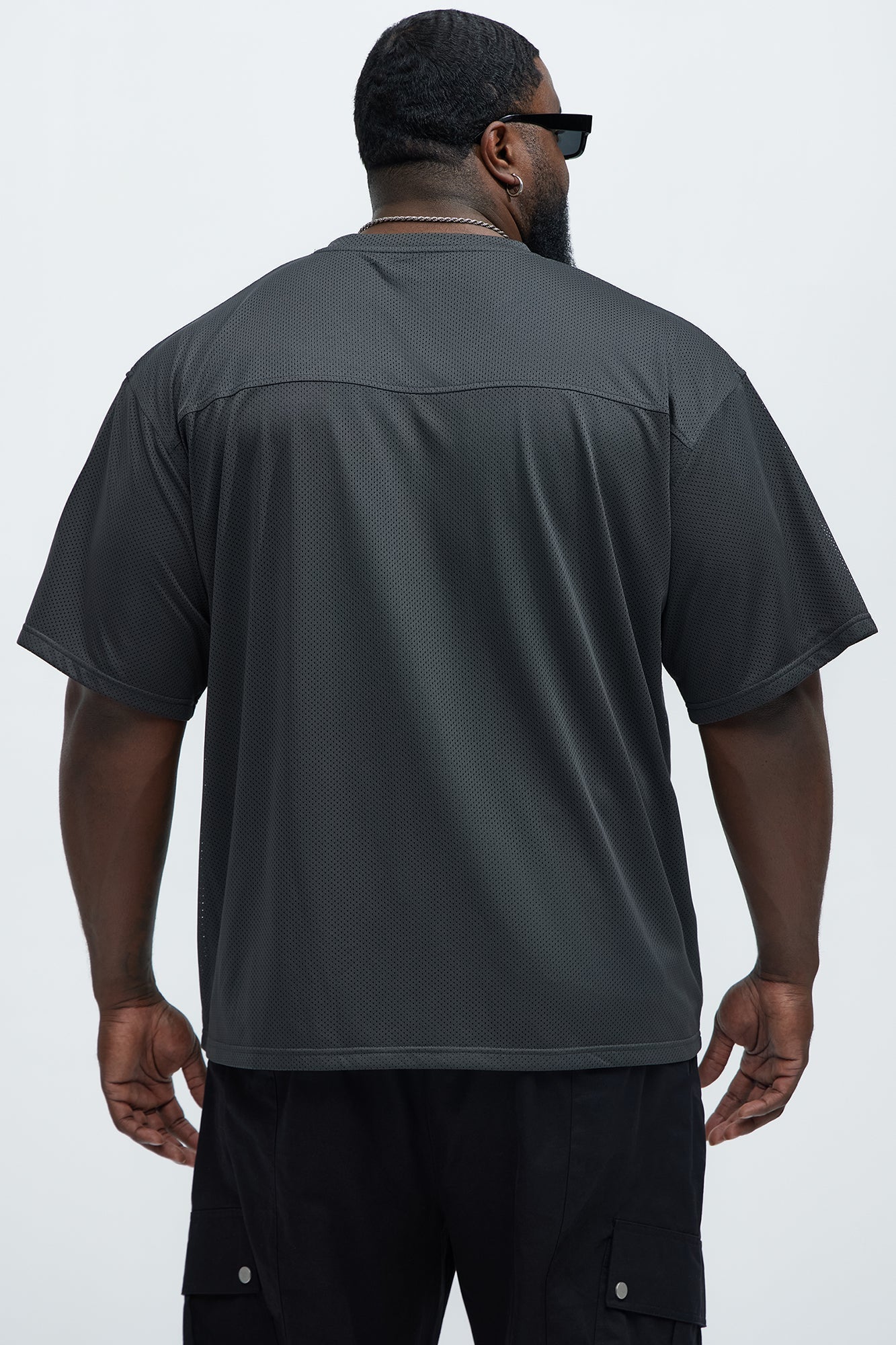 Mesh Boxy Football Short Sleeve Tee - Black Fashion Nova
