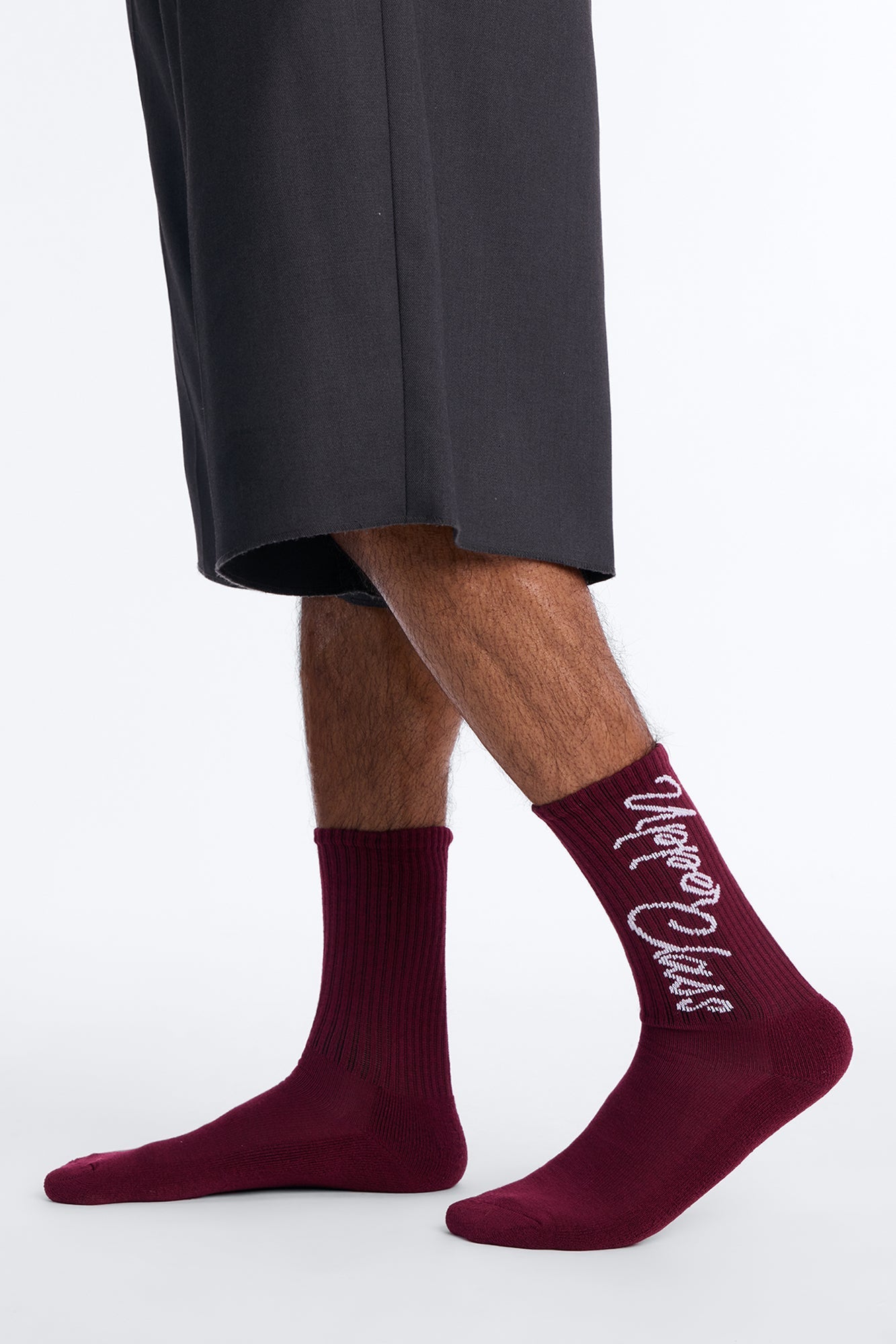Upper Class Solid Graphic Crew Socks 3 Pack - Burgundy/combo Fashion Nova