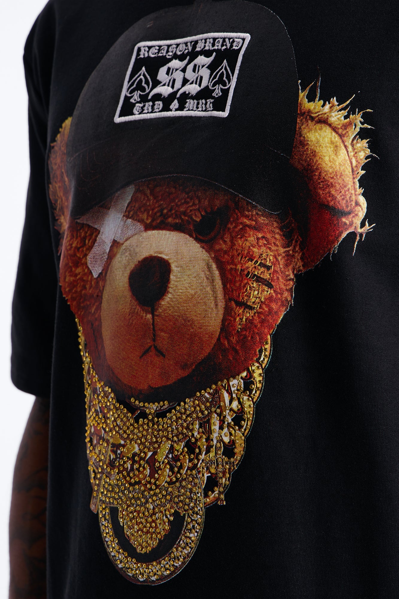 Rich Bear Rhinestone Short Sleeve Tee - Black Fashion Nova