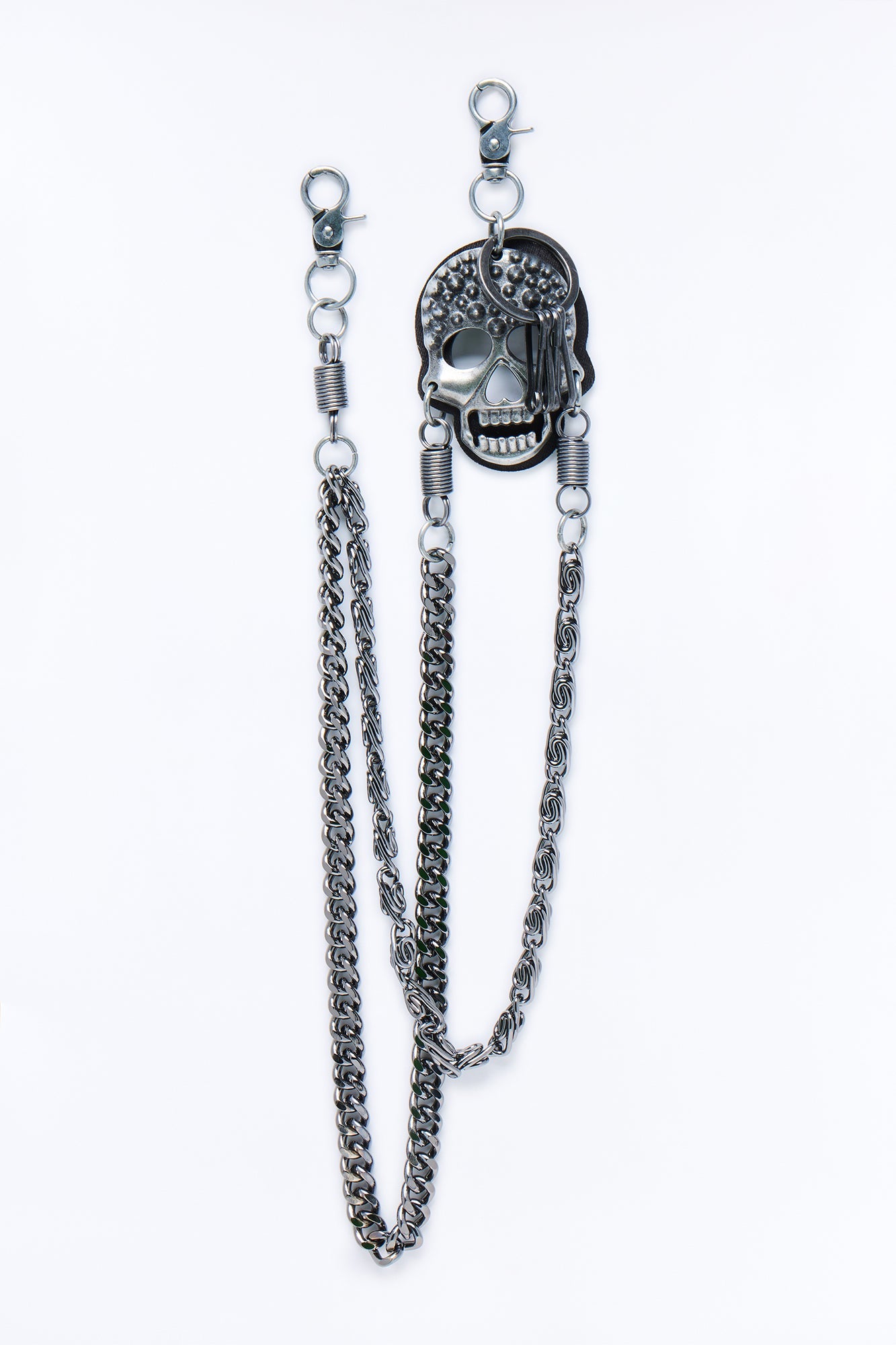 Spiked Skull Chain Link Layered Pant Chain - Gunmetal Fashion Nova