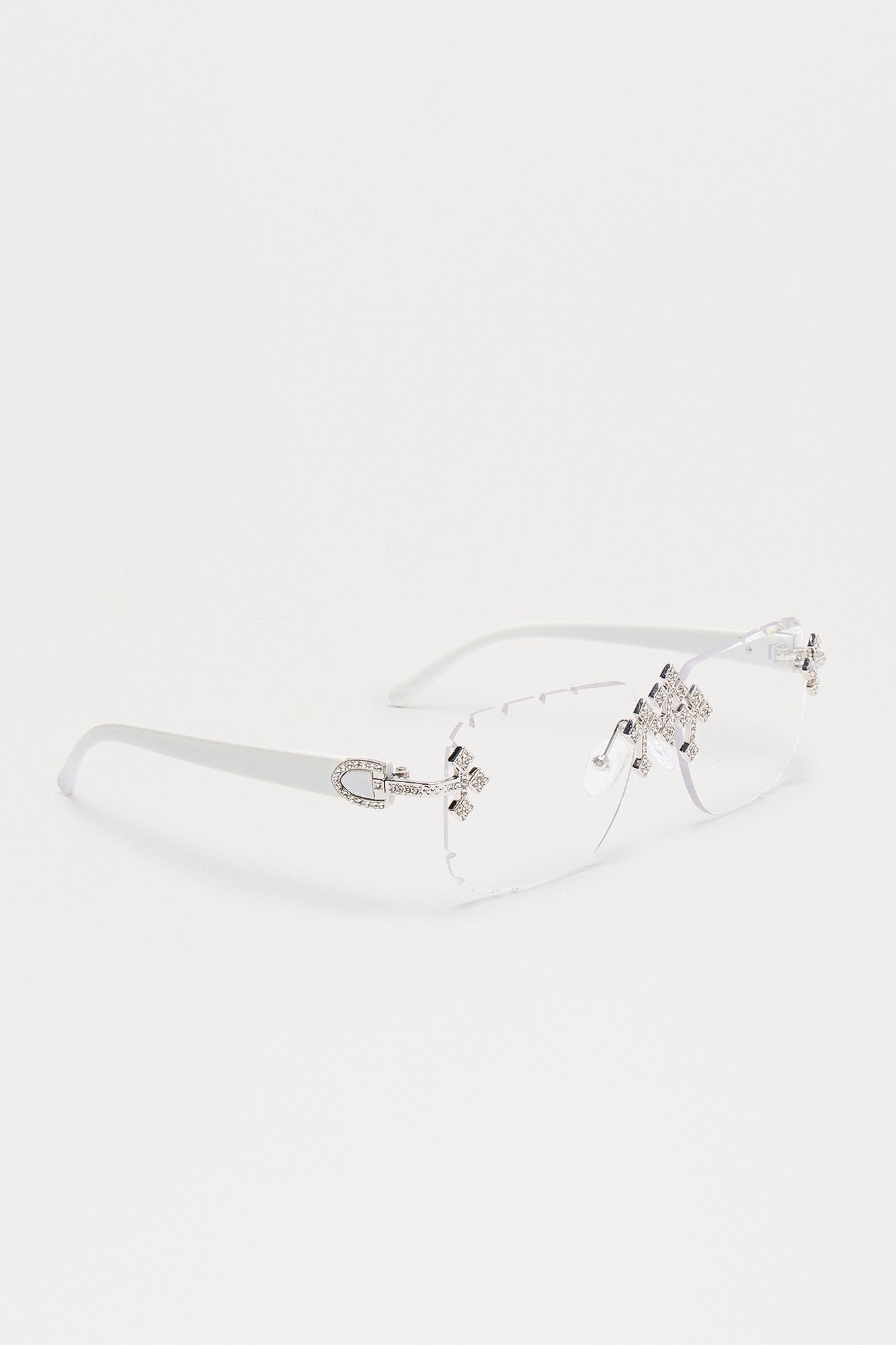 Iced Triple Cross Sunglasses - Clear Fashion Nova