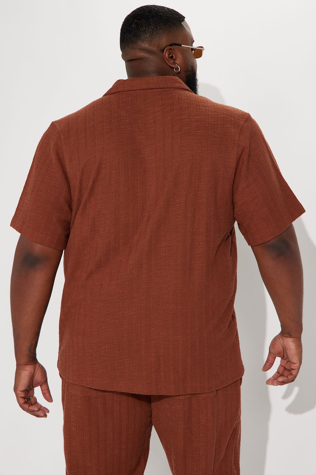 Dean Textured Short Sleeve Button Up Shirt - Chocolate Fashion Nova