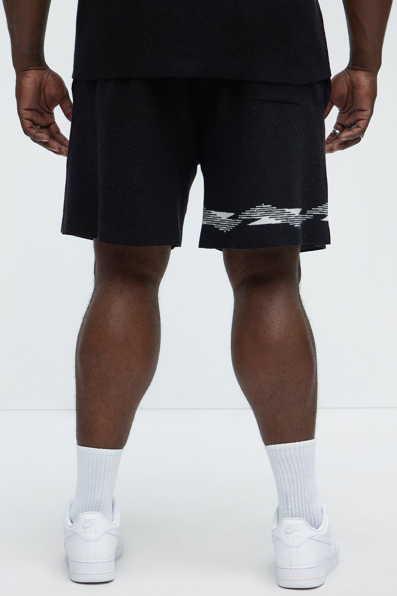 Dragon Palm Knitted Relaxed Shorts - Black/combo Fashion Nova