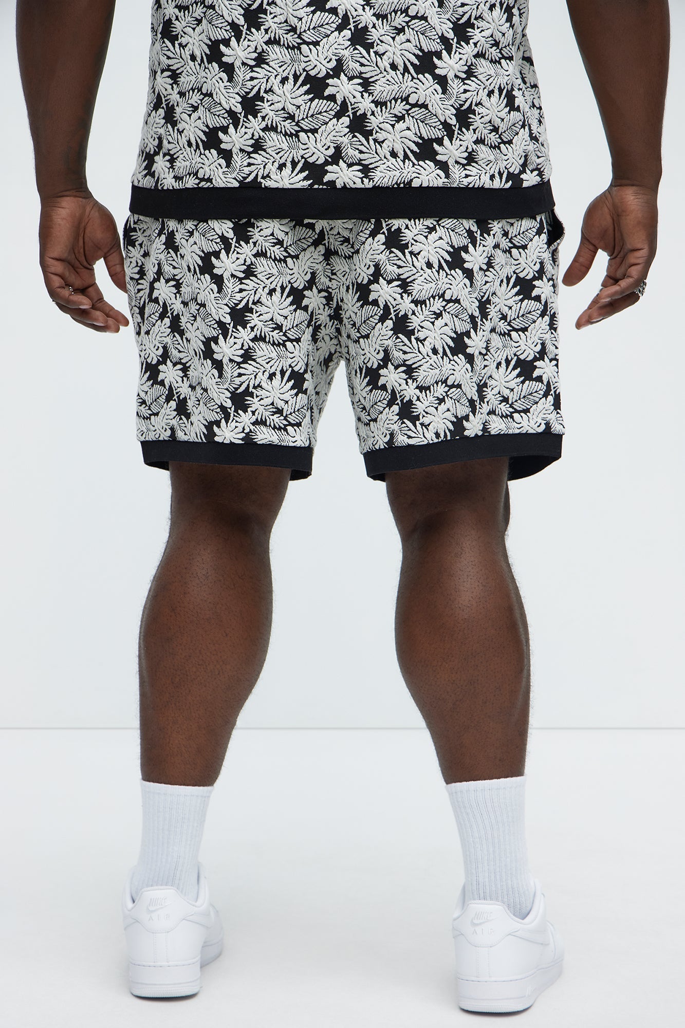Tropical Textured Knit Shorts - Black/combo Fashion Nova
