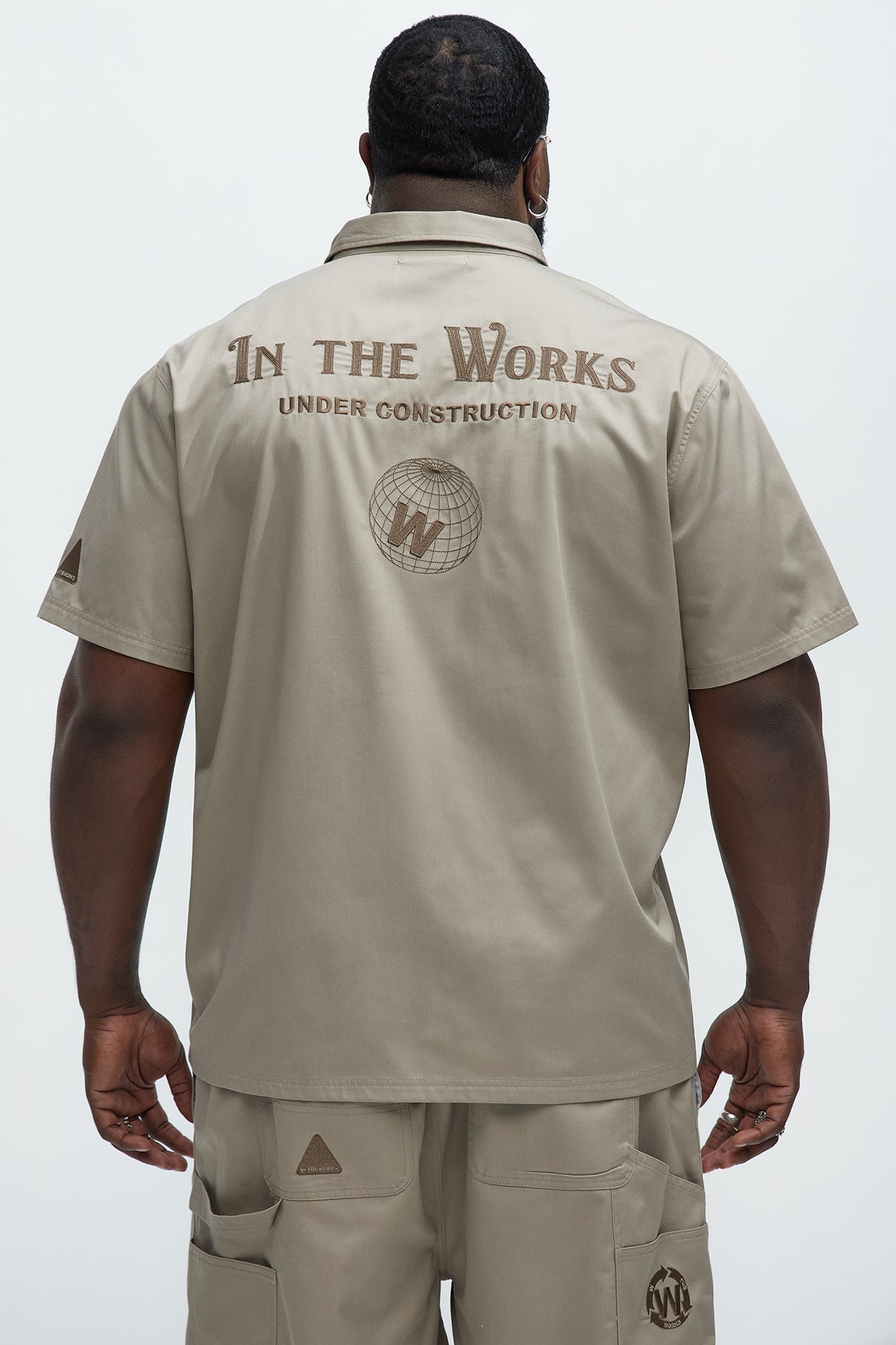 In The Works Short Sleeve Button Up Shirt - Stone Fashion Nova